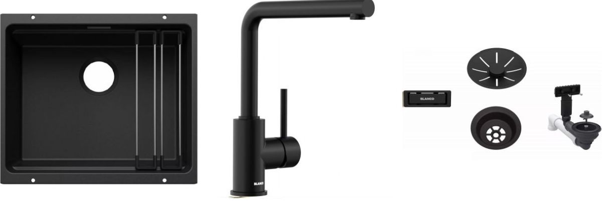 Conjunto fregadero de granito Blanco Etagon 500-U 527754, grifo de cocina Blanco Mila 526657, 207422