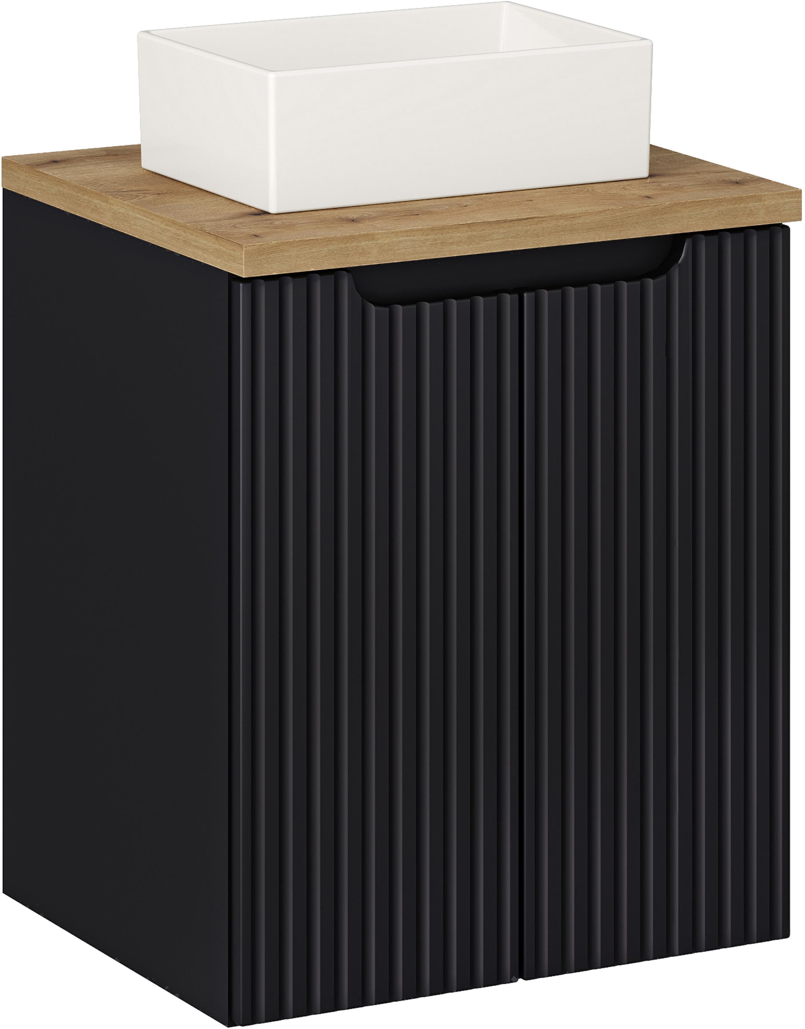 Conjunto armario Comad Nova Black NOVA BLACK D2 82-50-2D, lavabo Comad Gaja UN-GAJA35-SW 78570A(35), NOVA OAK A 89-50