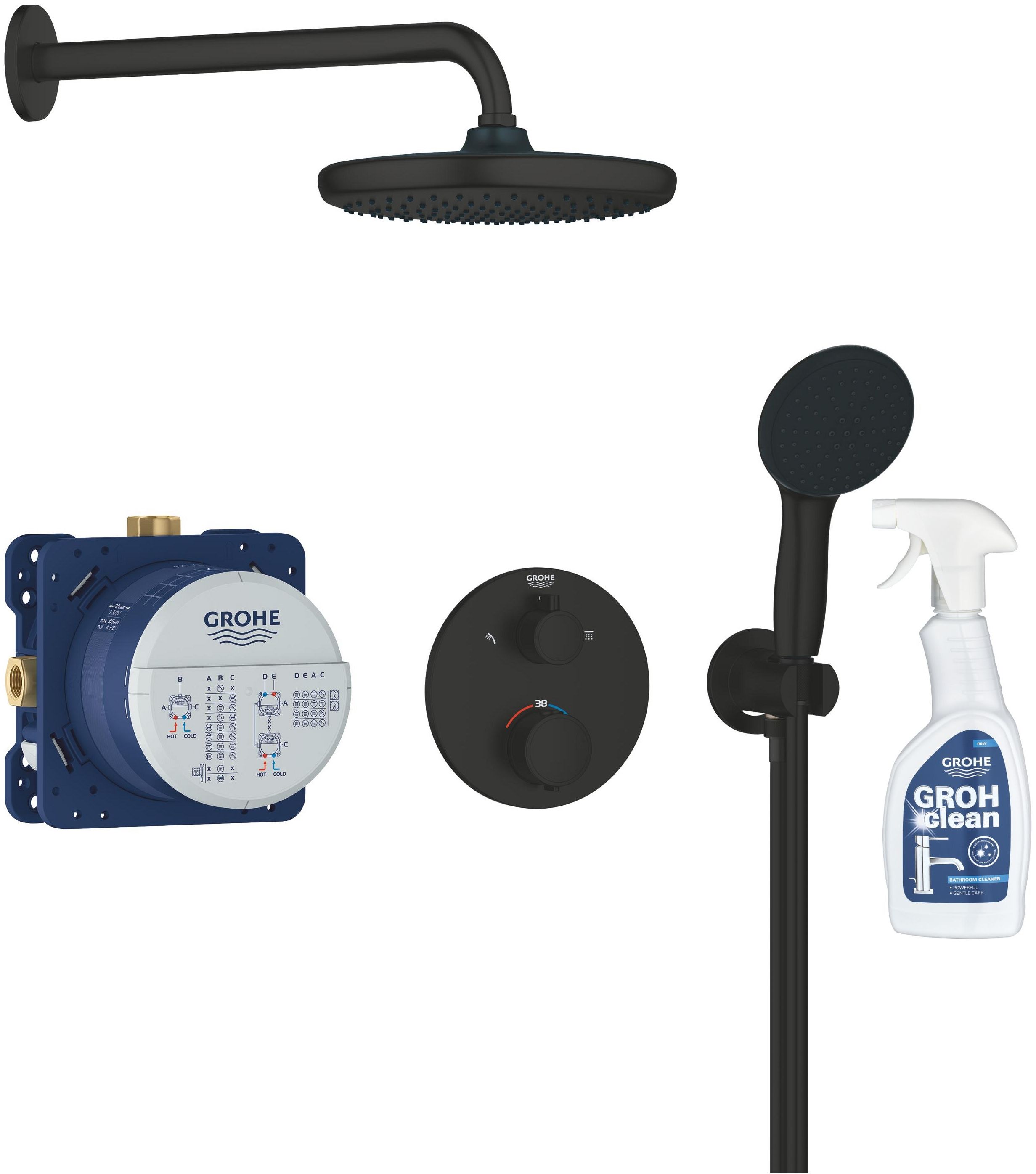 Conjunto conjunto de ducha Grohe Vitalio Start 348832430, limpiador para cromados Grohe 48166000