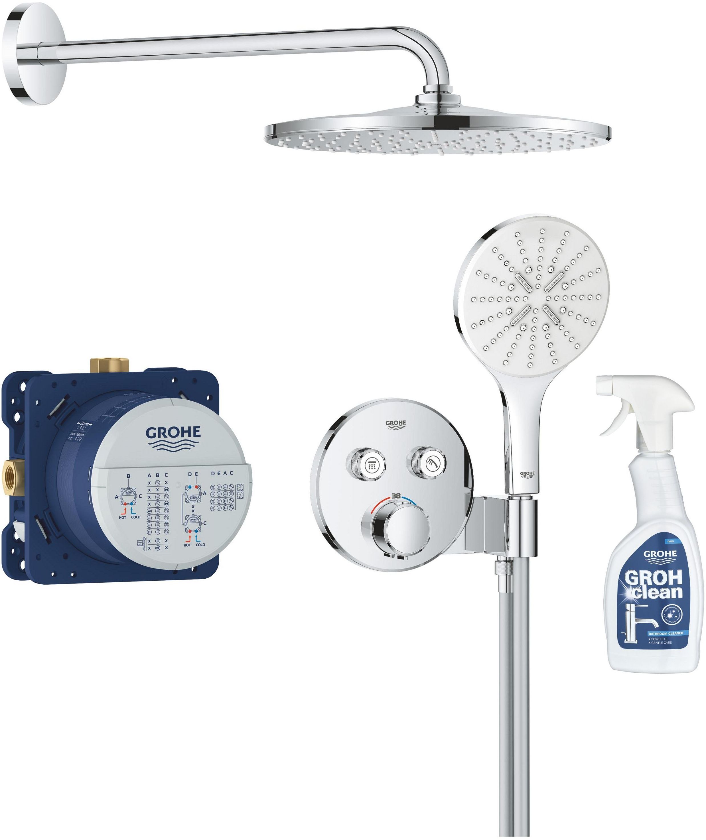 Conjunto conjunto de ducha Grohe Precision Smartcontrol 34877000, limpiador para cromados Grohe 48166000