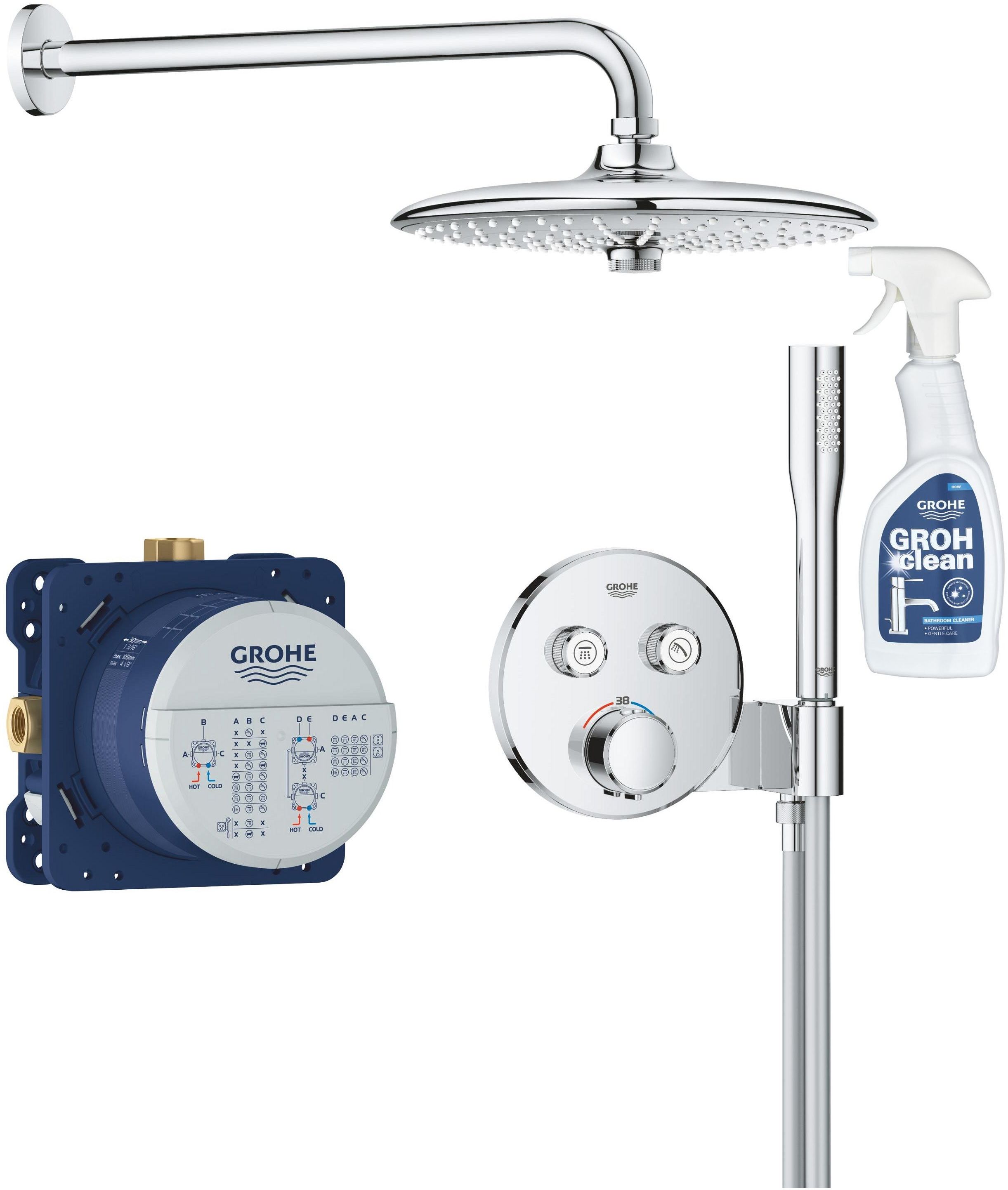 Conjunto conjunto de ducha Grohe Precision Smartcontrol 34878000, limpiador para cromados Grohe 48166000