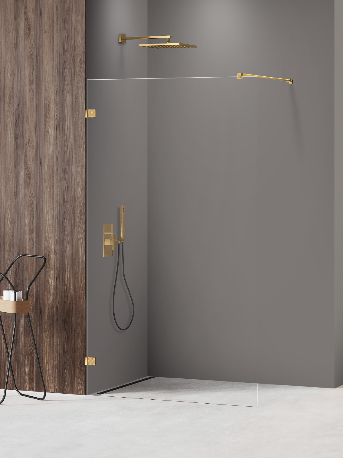 New Trendy Avexa Gold Shine XR ścianka prysznicowa walk-in 140 cm złoty połysk/szkło przezroczyste EXK-6983