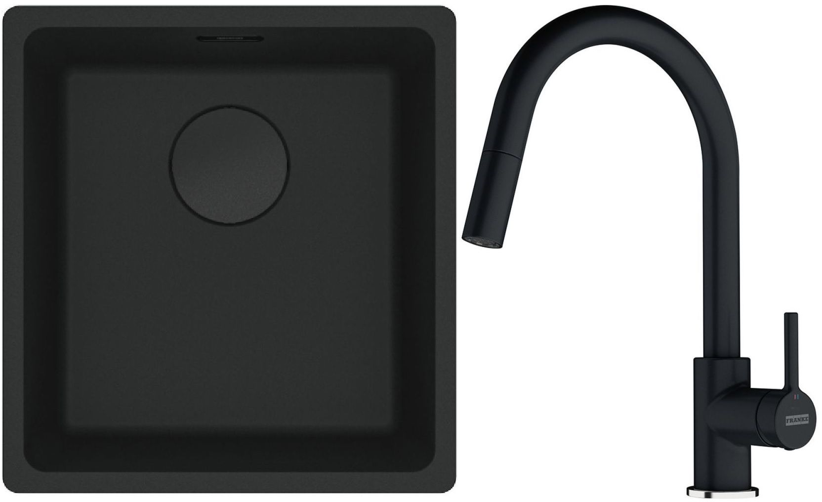 Conjunto fregadero de granito Franke Maris 125.0697.760, grifo de cocina Franke Lina 115.0626.055