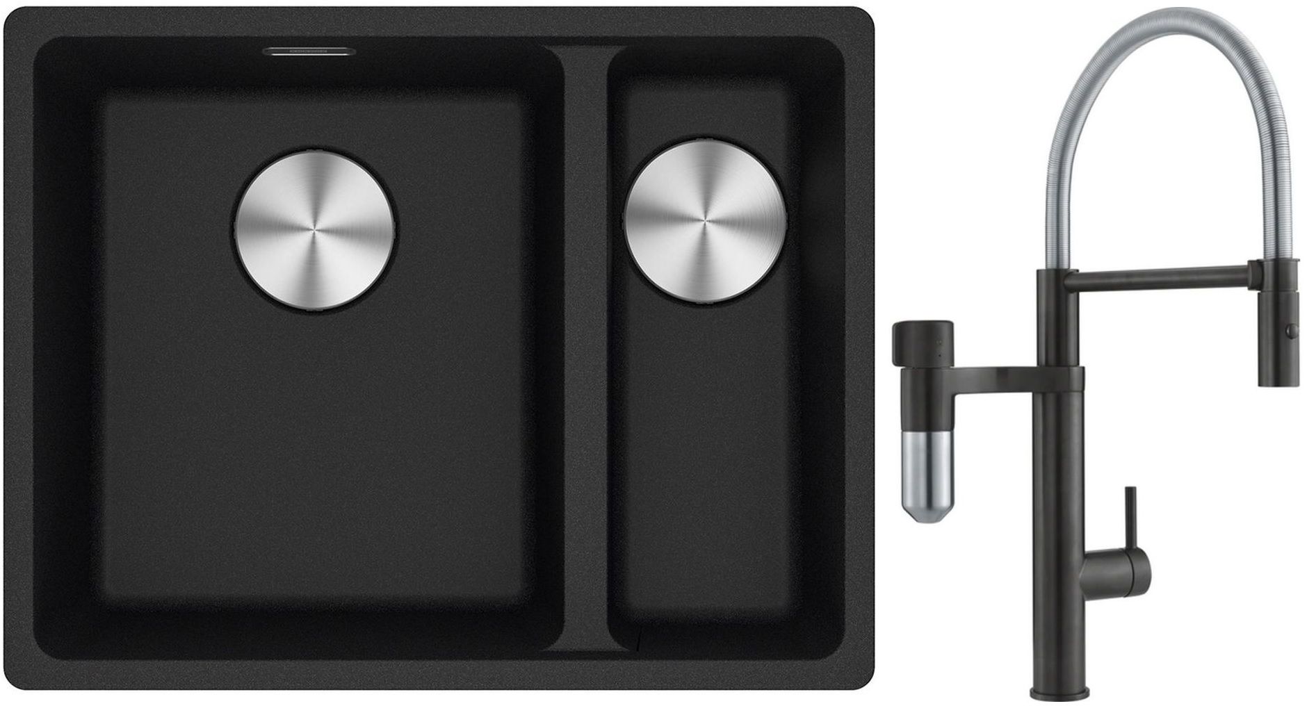 Conjunto grifo de cocina Franke Vital Semi-Pro 120.0621.313, fregadero de granito Franke Maris 125.0687.265