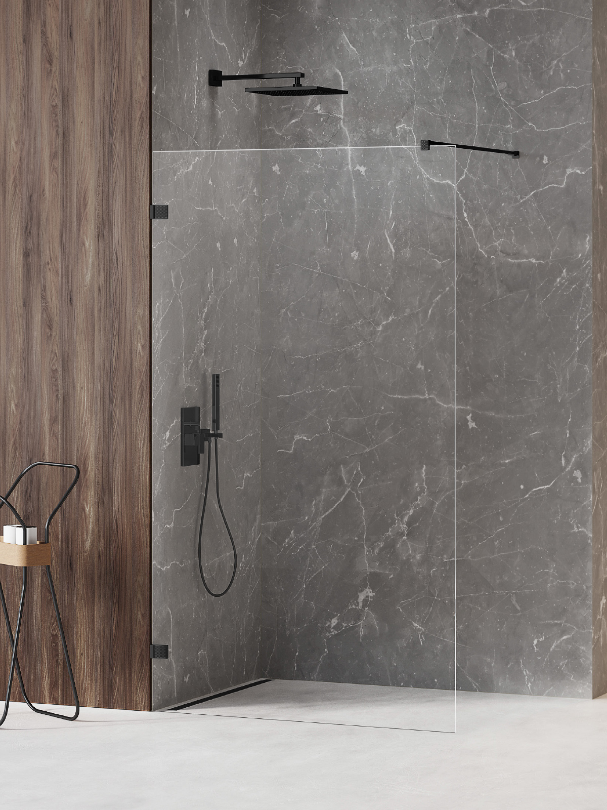 New Trendy Avexa Black XR ścianka prysznicowa walk-in 140 cm czarny mat/szkło przezroczyste EXK-6973