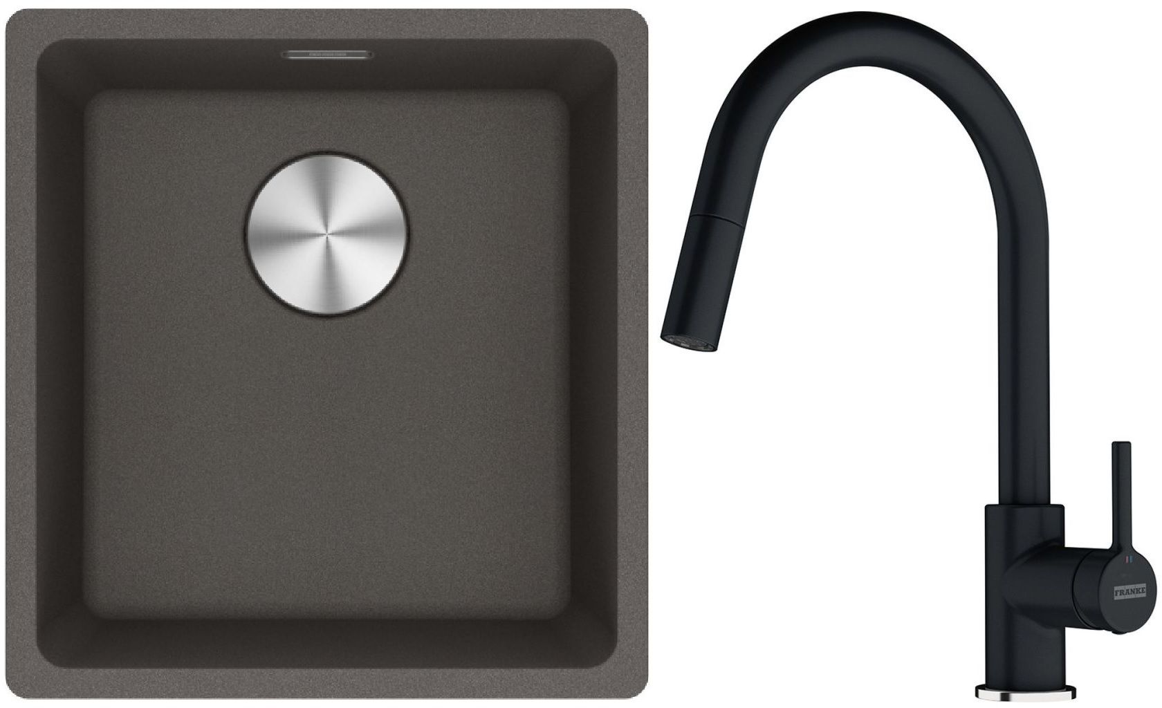 Conjunto fregadero de granito Franke Maris 125.0716.374, grifo de cocina Franke Lina 115.0626.055