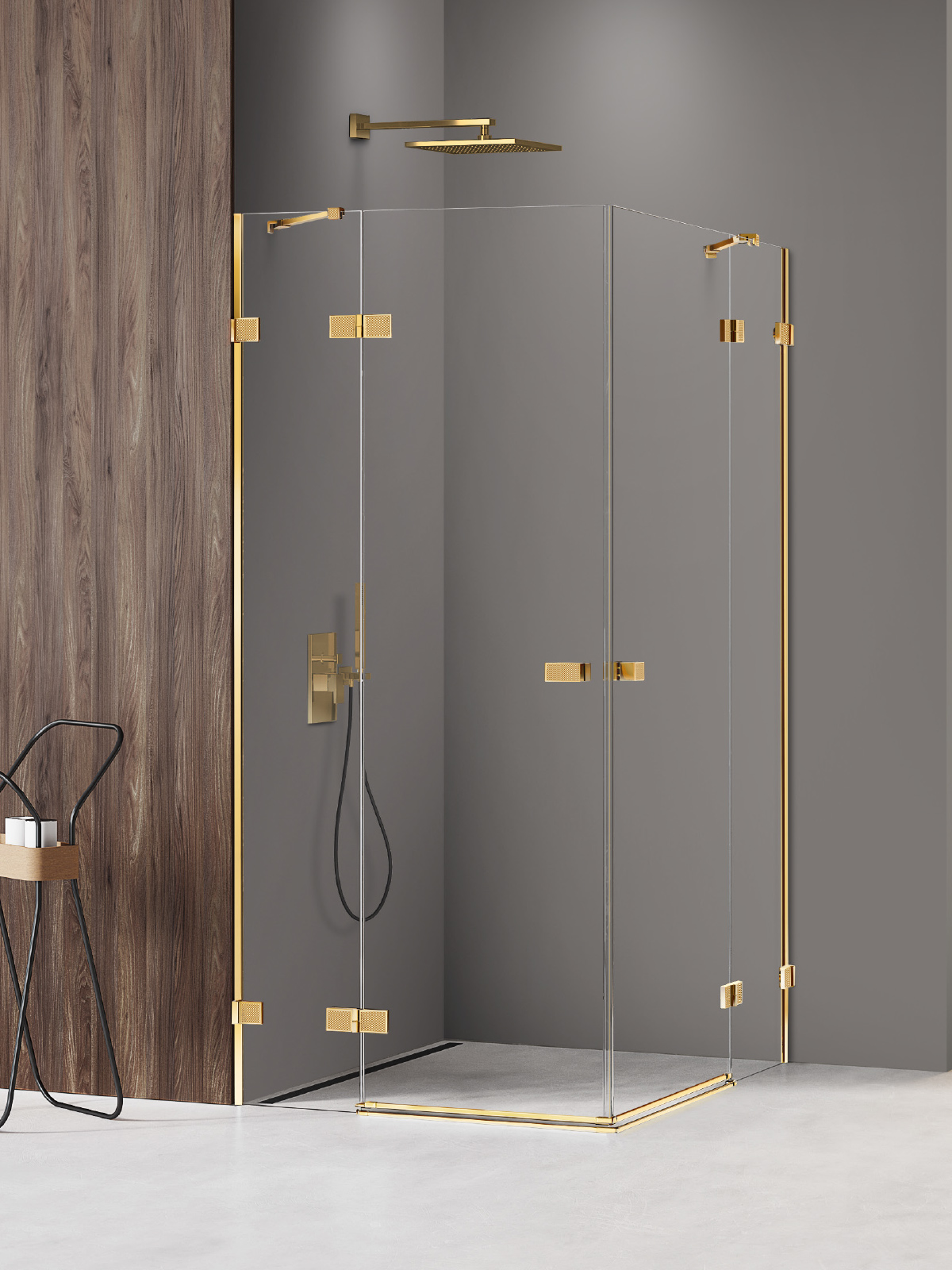 New Trendy Avexa Gold Shine XR cabina de ducha 110x100 cm rectangular oro brillo/vidrio transparente EXK-6823