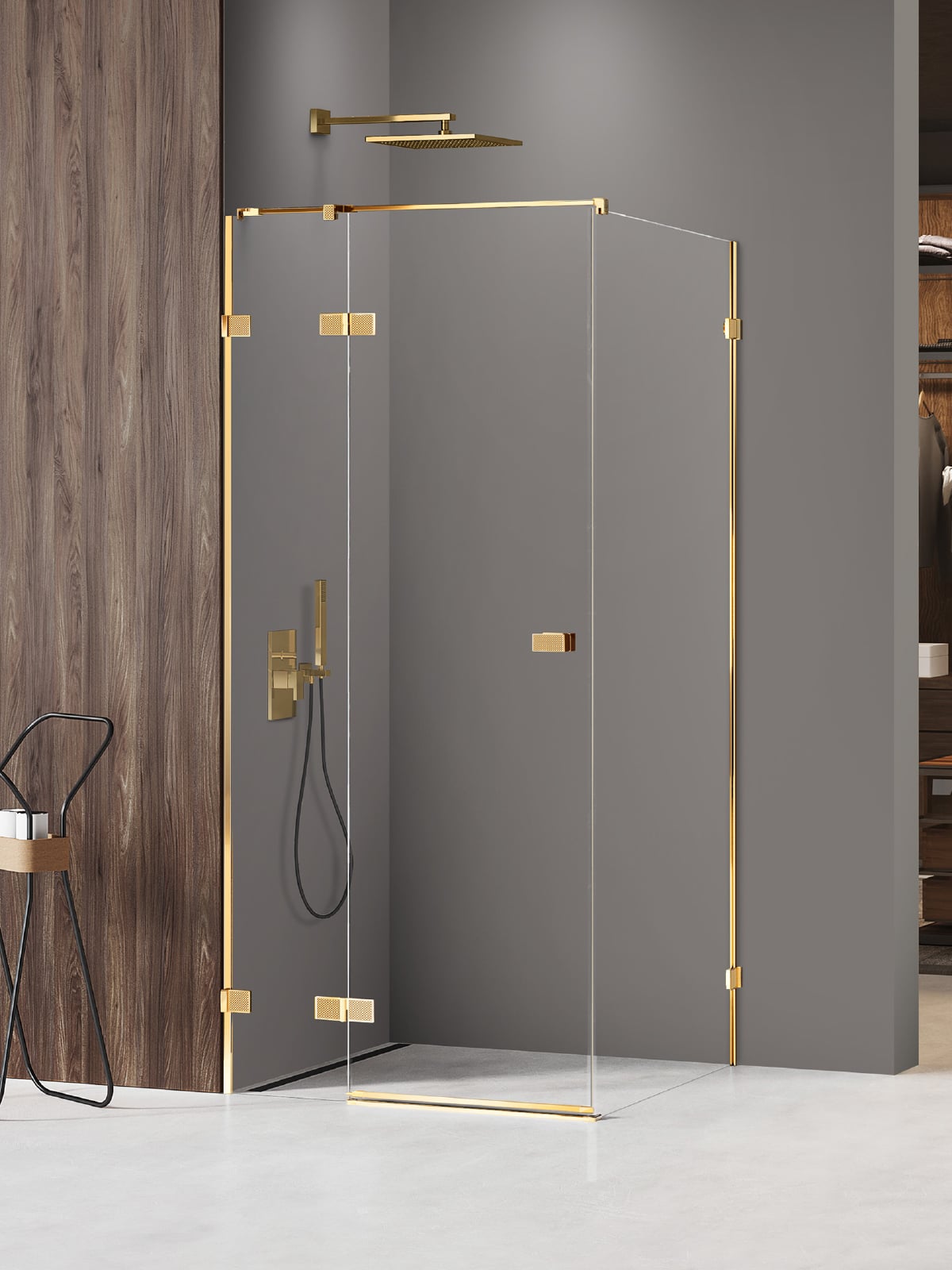 New Trendy Avexa Gold Shine XR cabina de ducha 110x100 cm rectangular oro brillo/vidrio transparente EXK-6801
