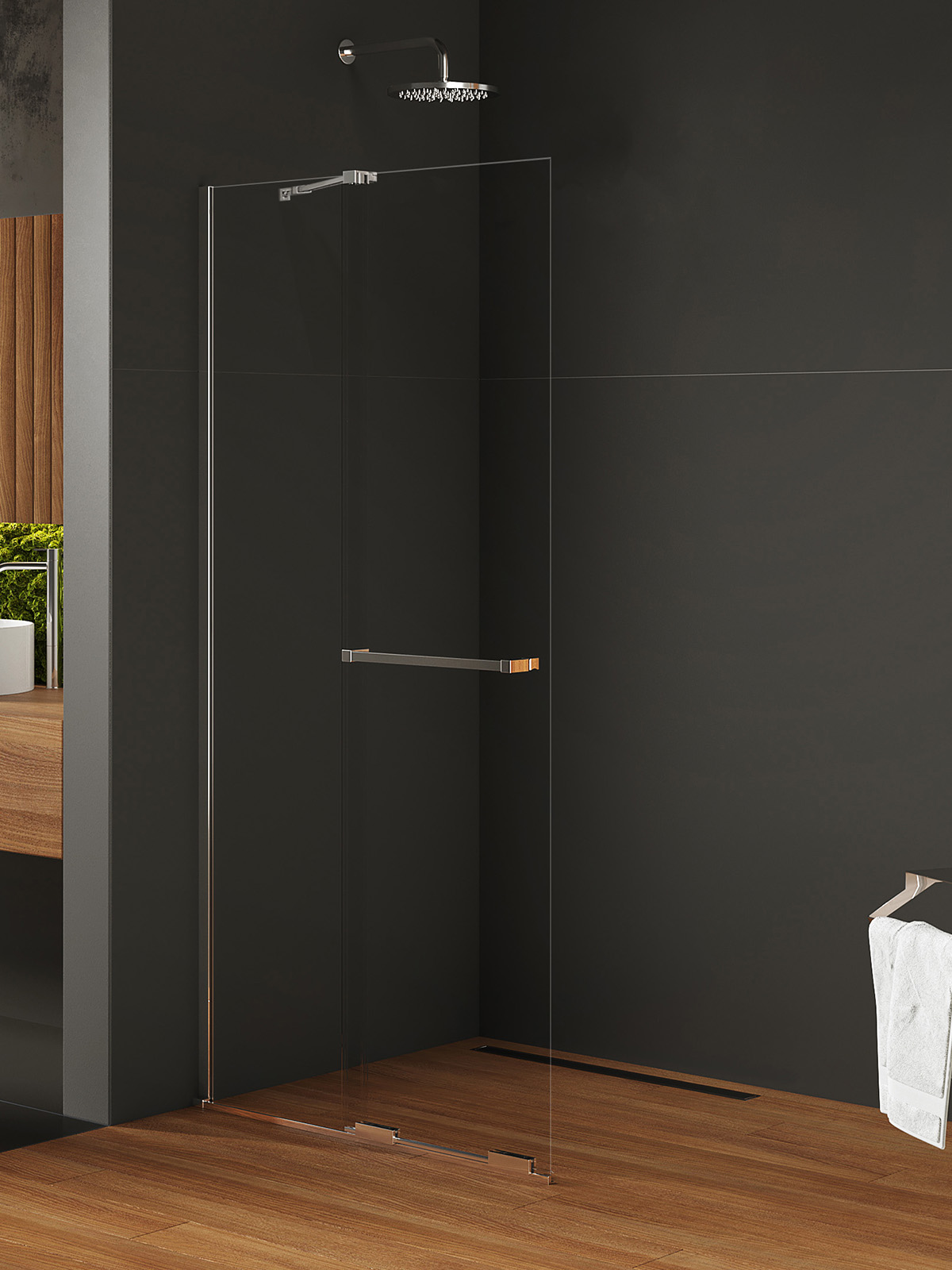 New Trendy Smart mampara de ducha walk-in 90 cm cromo brillante/vidrio transparente EXK-6622-WU