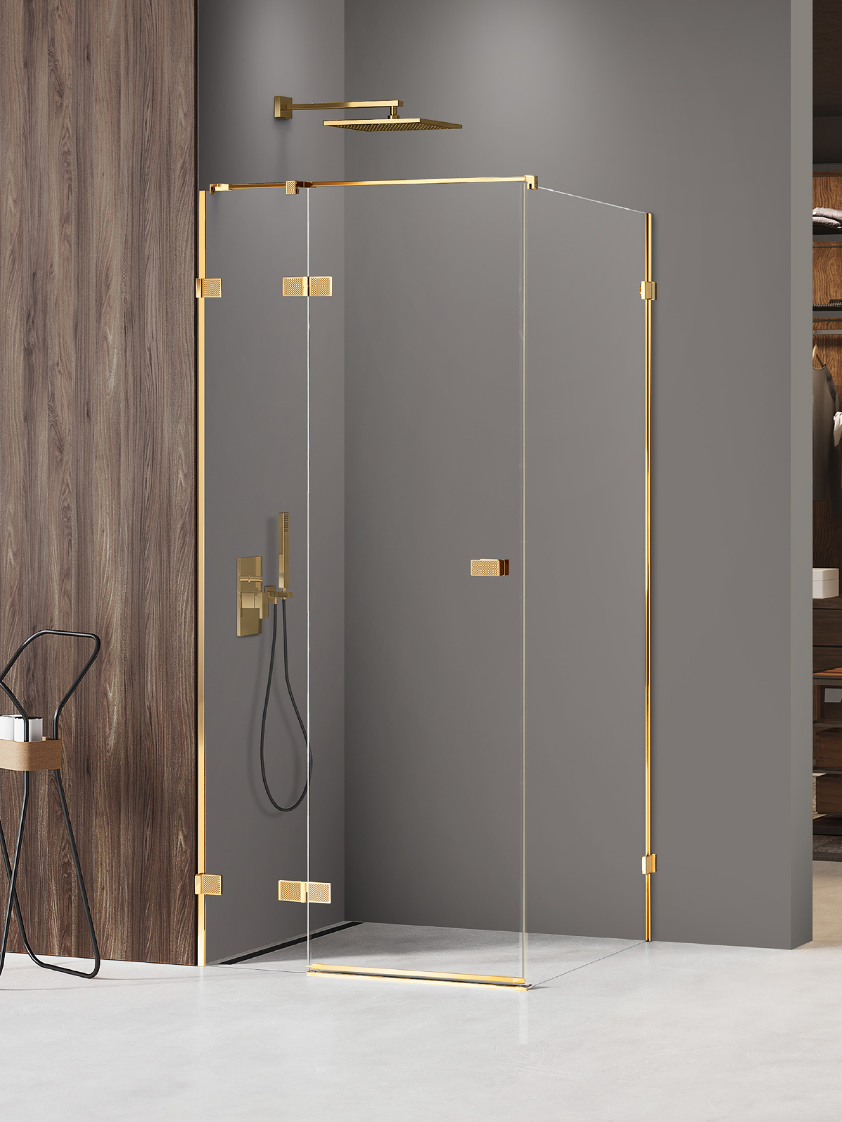 New Trendy Avexa Gold Shine XR cabina de ducha 90x80 cm rectangular oro brillo/vidrio transparente EXK-6782