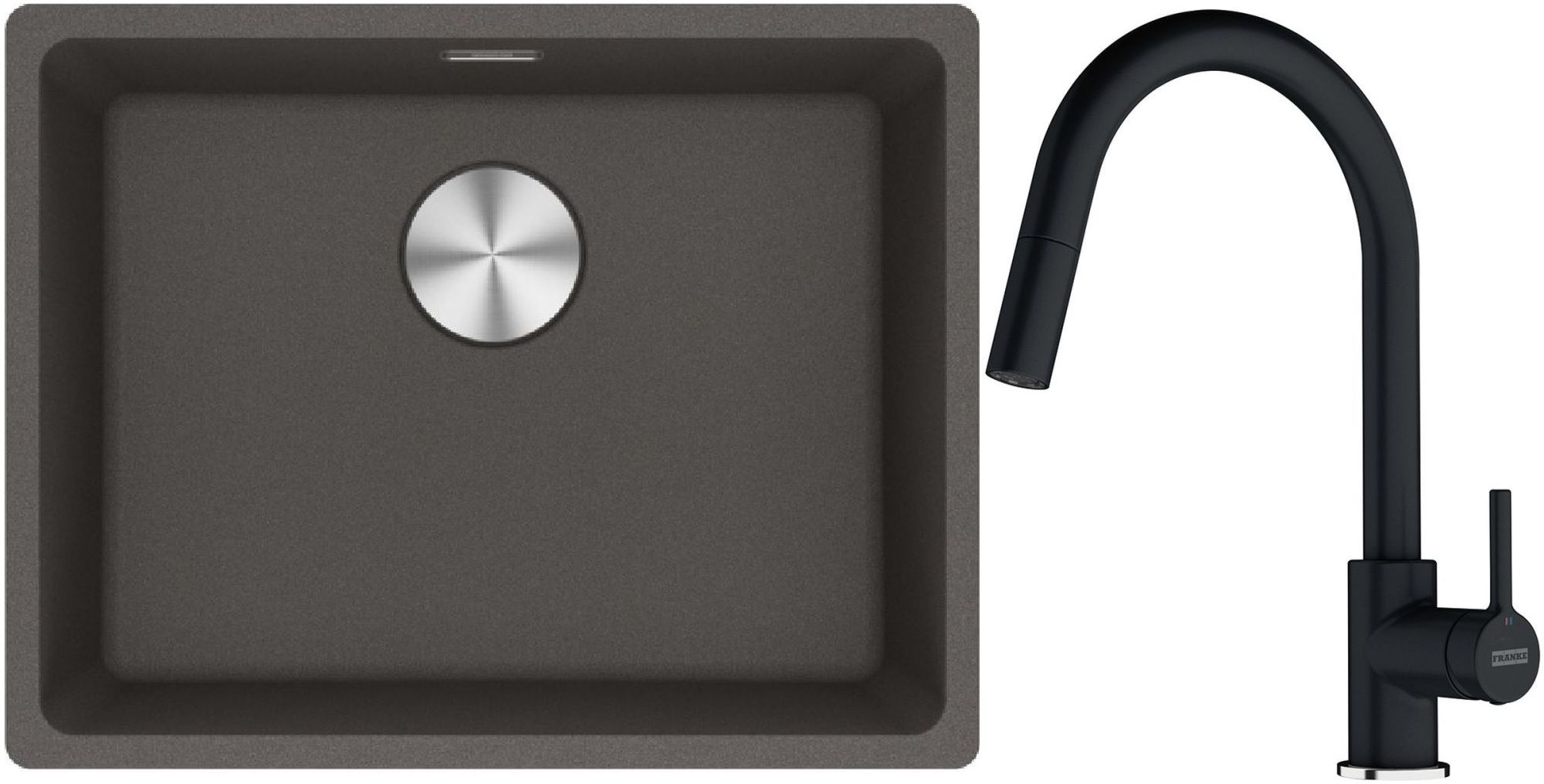 Conjunto fregadero de granito Franke Maris 125.0714.195, grifo de cocina Franke Lina 115.0626.055