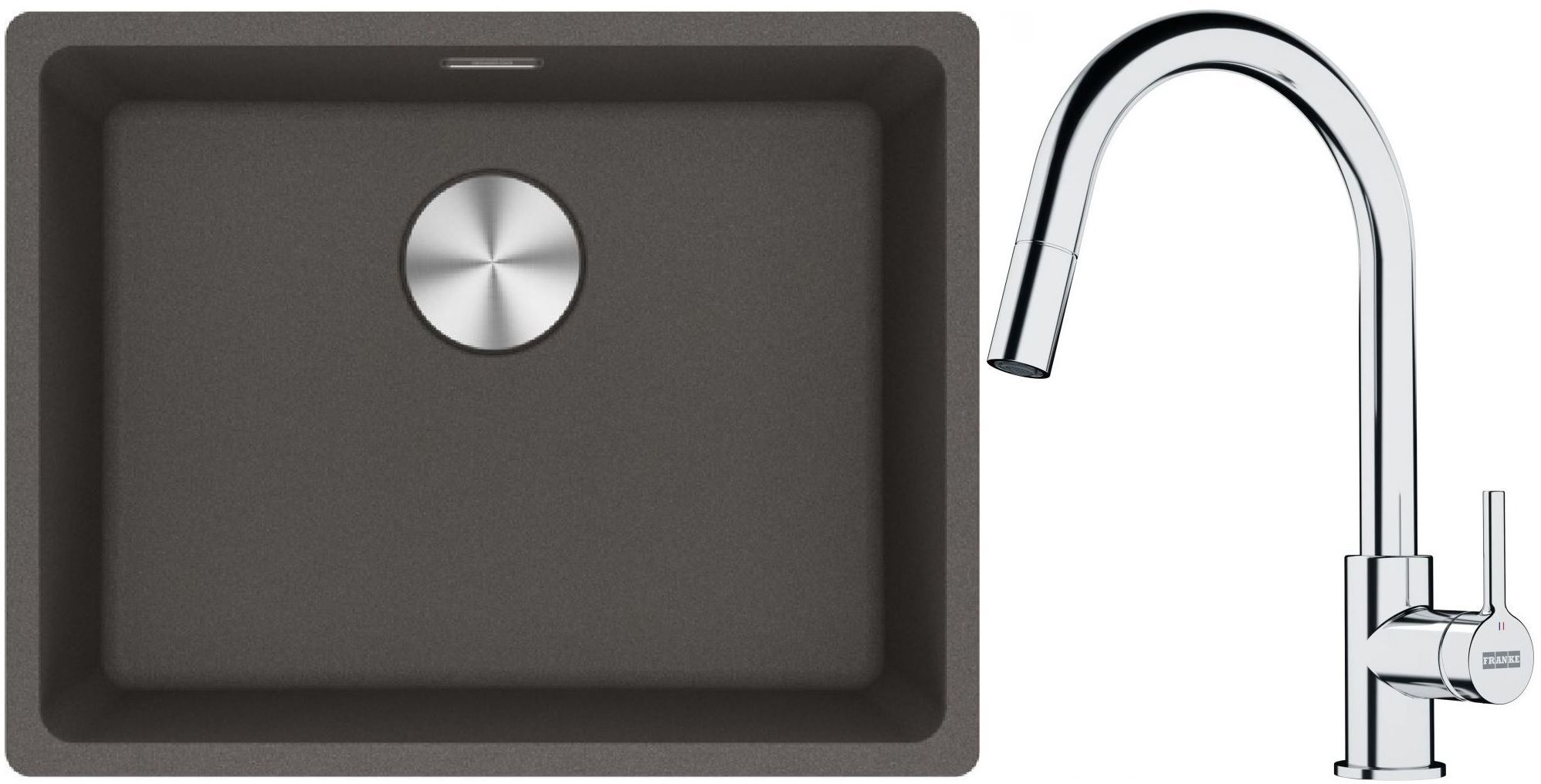 Conjunto fregadero de granito Franke Maris 125.0714.195, grifo de cocina Franke Lina 115.0693.229