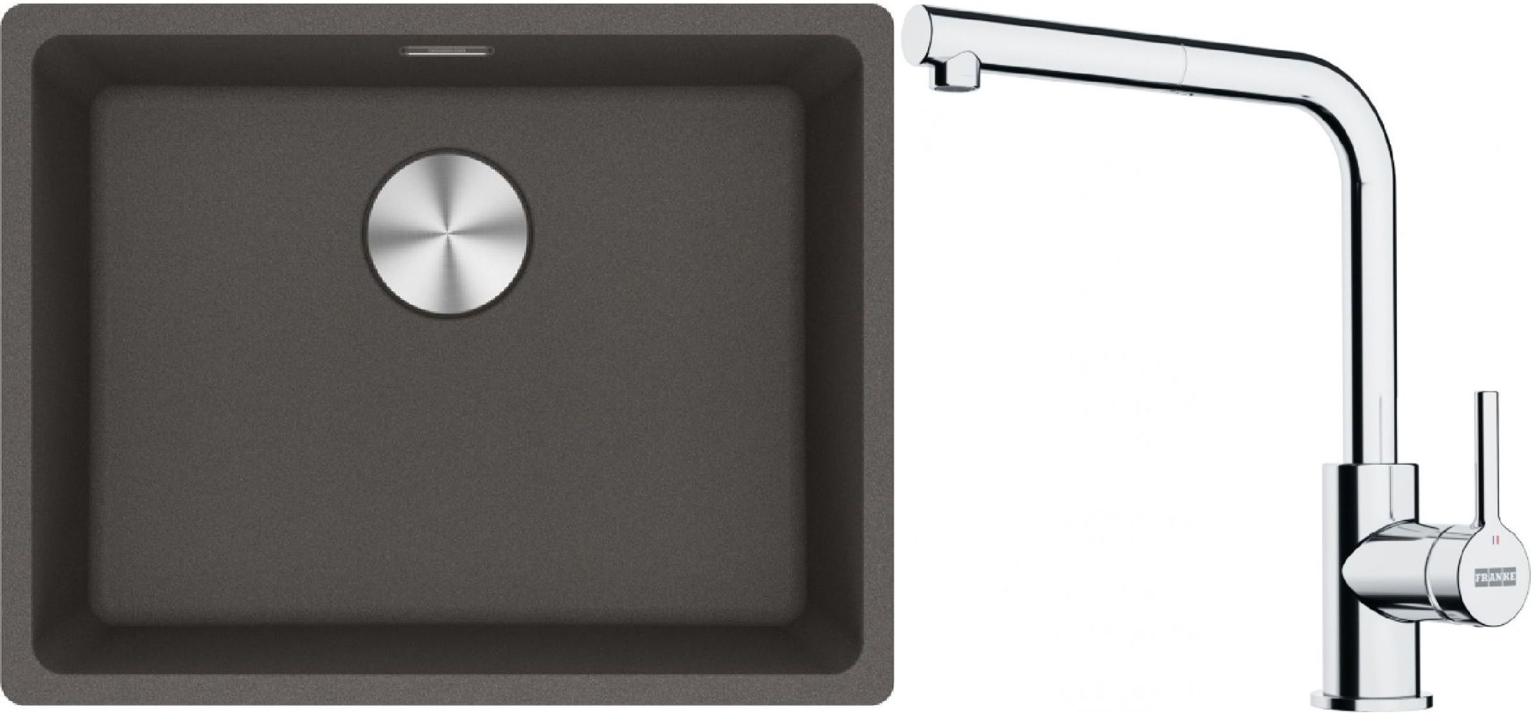 Conjunto fregadero de granito Franke Maris 125.0714.195, grifo de cocina Franke Lina 115.0712.420