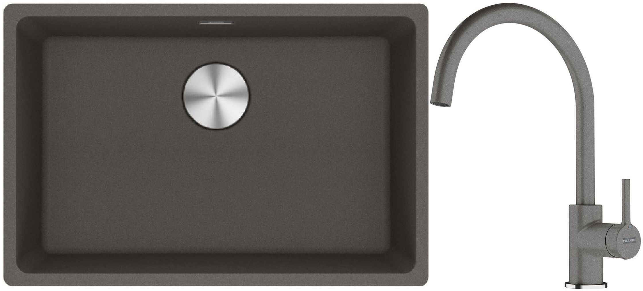 Conjunto fregadero de granito Franke Maris 125.0714.196, grifo de cocina Franke Lina 115.0626.022