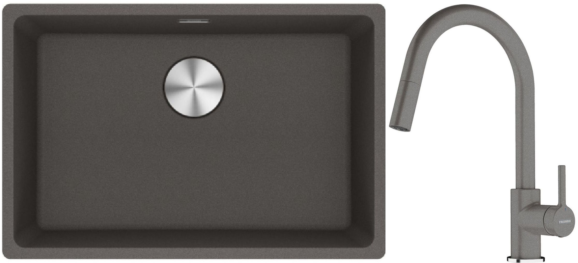 Conjunto fregadero de granito Franke Maris 125.0714.196, grifo de cocina Franke Lina 115.0626.057