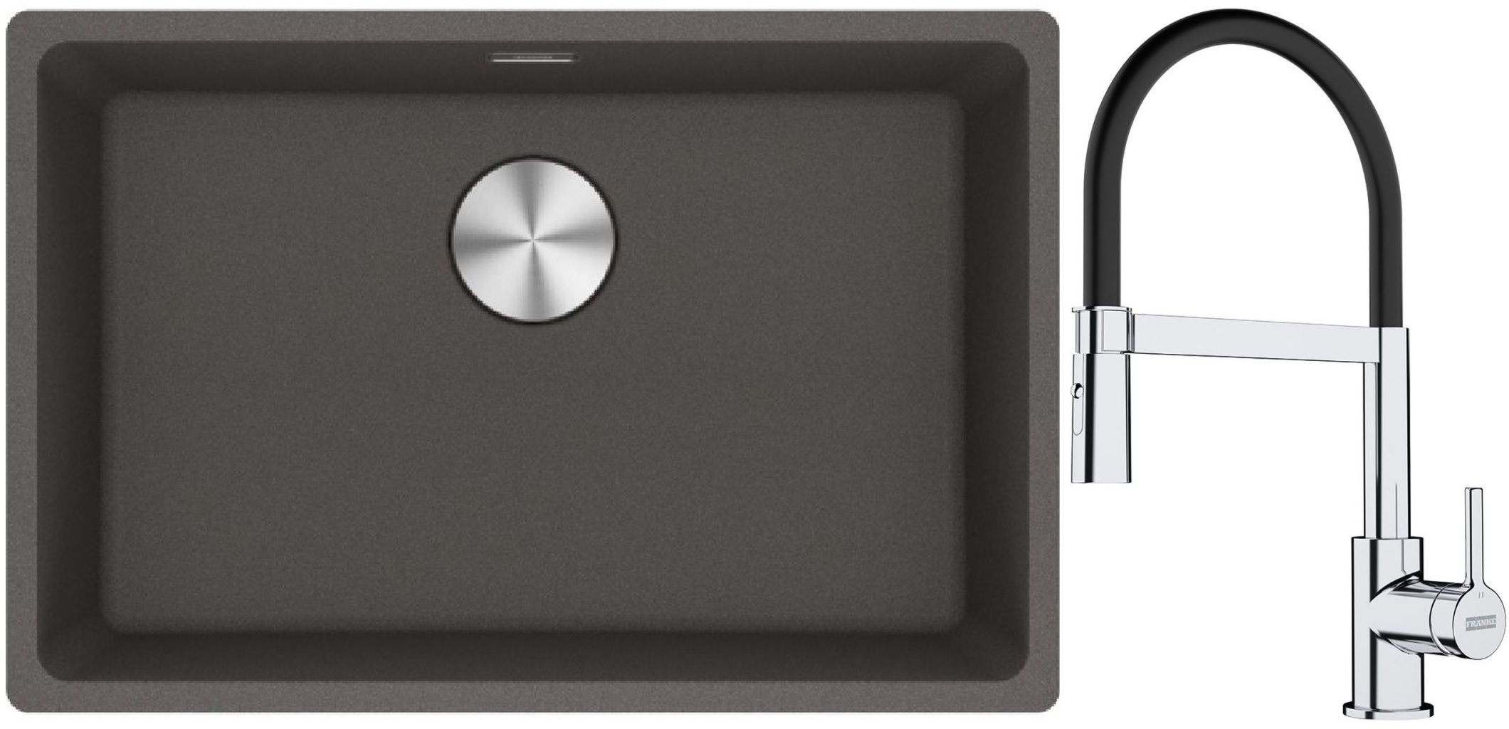 Conjunto fregadero de granito Franke Maris 125.0714.196, grifo de cocina Franke Lina 115.0626.085