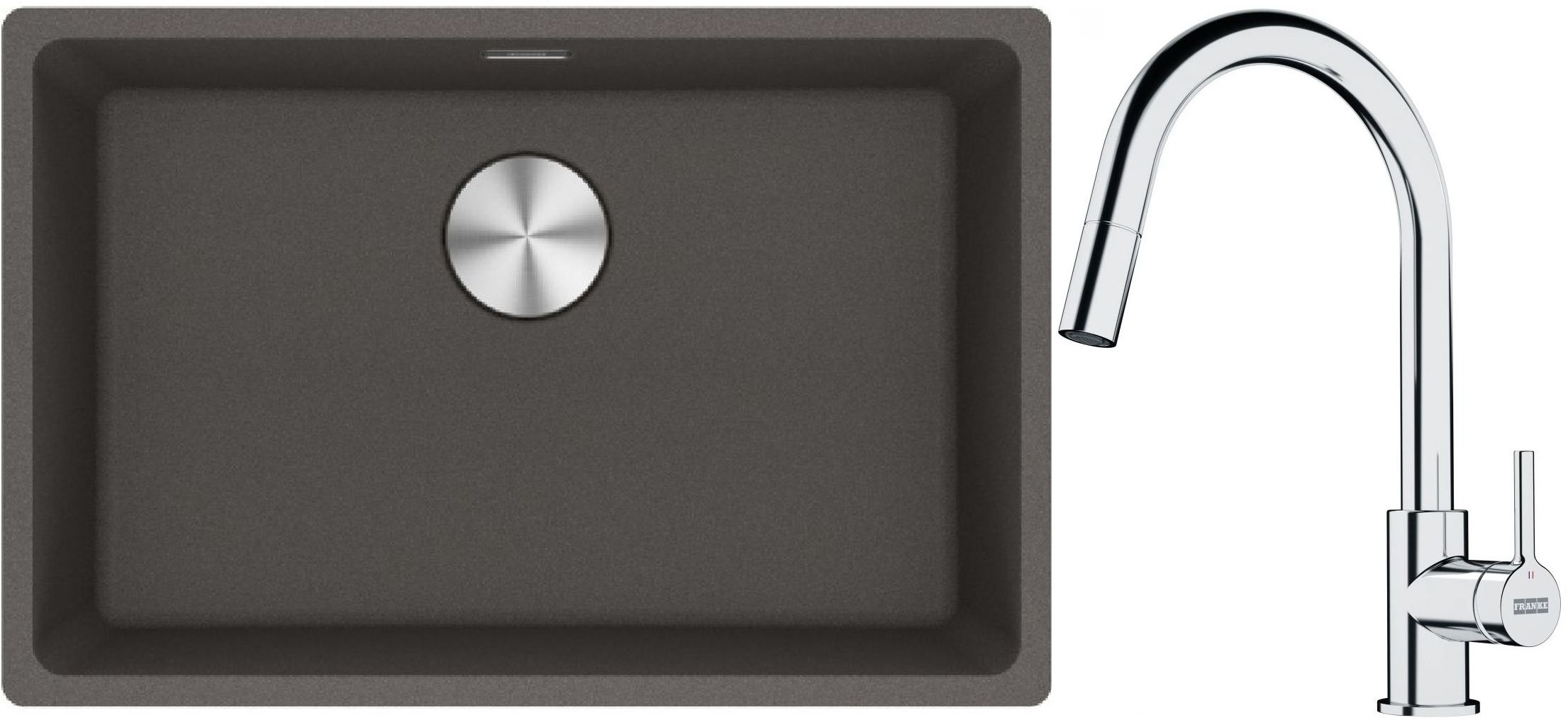 Conjunto fregadero de granito Franke Maris 125.0714.196, grifo de cocina Franke Lina 115.0693.229