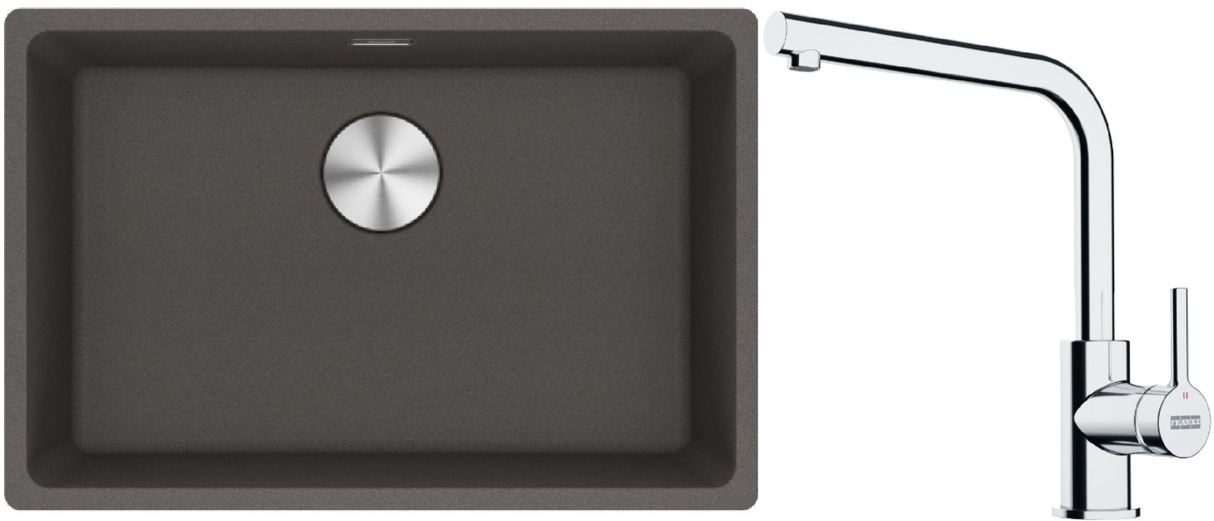Conjunto fregadero de granito Franke Maris 125.0714.196, grifo de cocina Franke Lina 115.0693.230