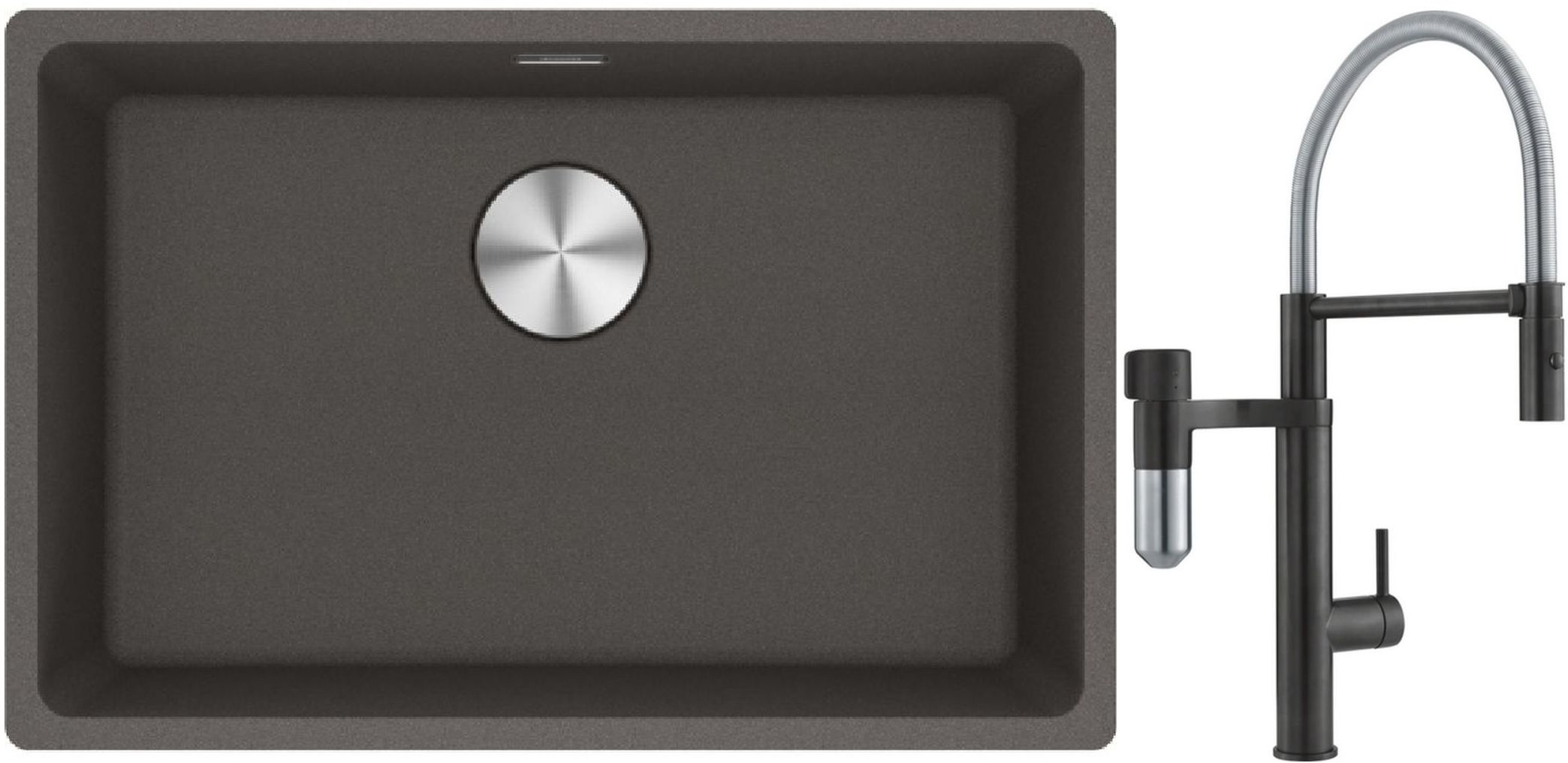 Conjunto grifo de cocina Franke Vital Semi-Pro 120.0621.313, fregadero de granito Franke Maris 125.0714.196