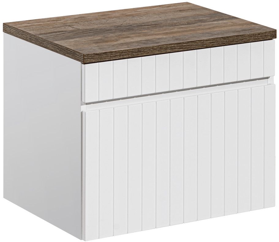 Conjunto armario Comad Iconic White ICONIC WHITE 82-80-D-1S, encimera sobre armario Comad Sante Fe Oak SANTA FE OAK89-080-A