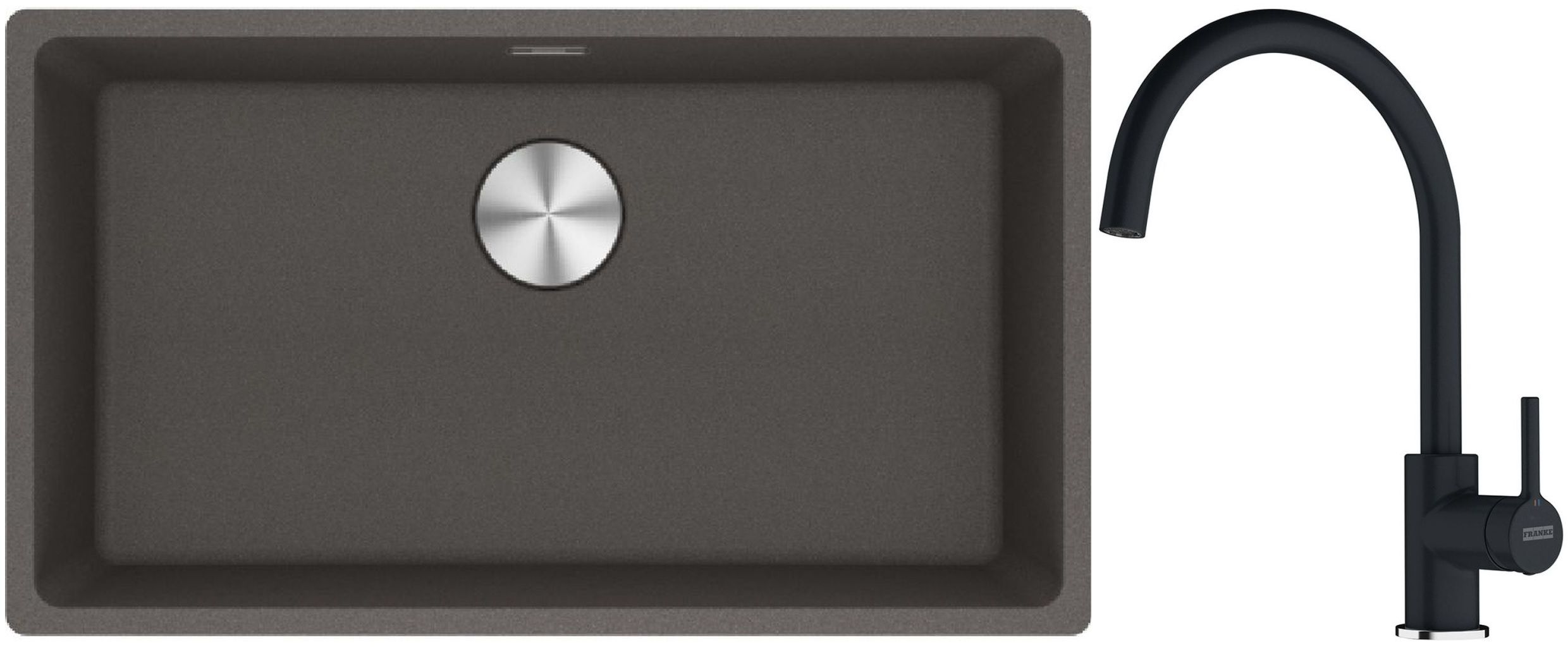 Conjunto fregadero de granito Franke Maris 125.0714.197, grifo de cocina Franke Lina 115.0626.019