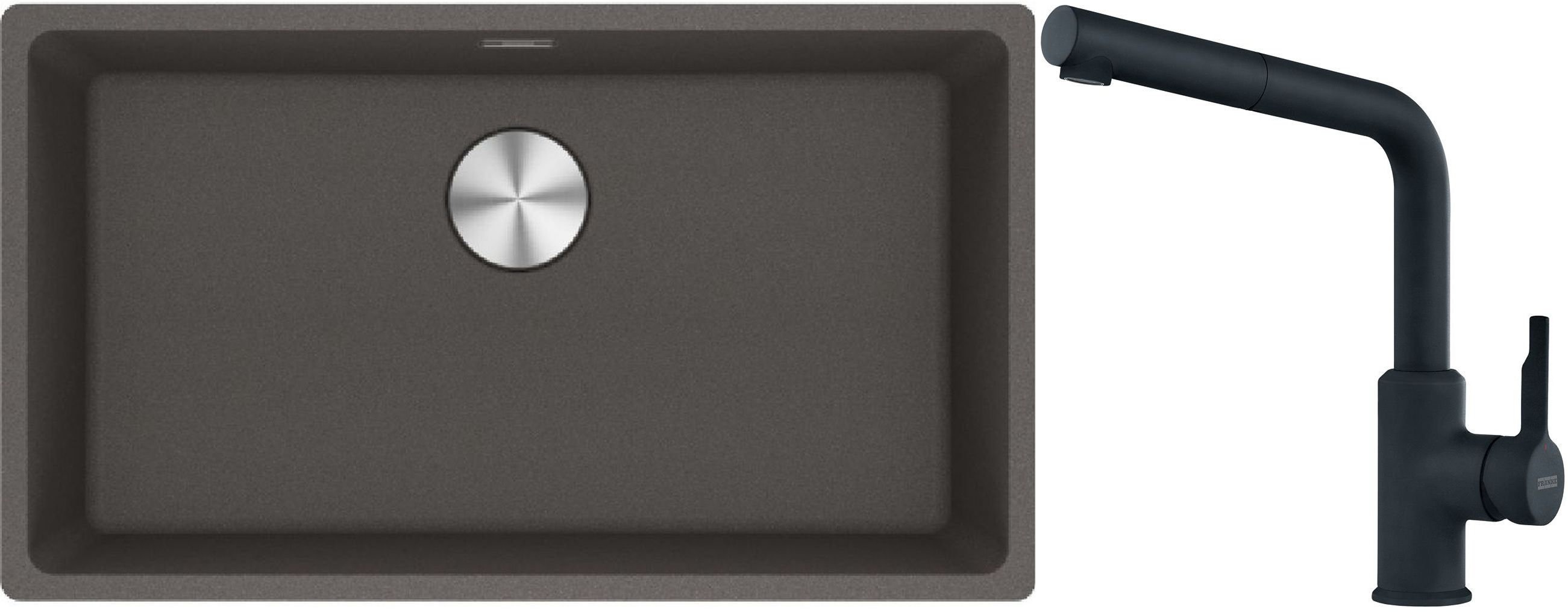 Conjunto fregadero de granito Franke Maris 125.0714.197, grifo de cocina Franke Urban 115.0627.523