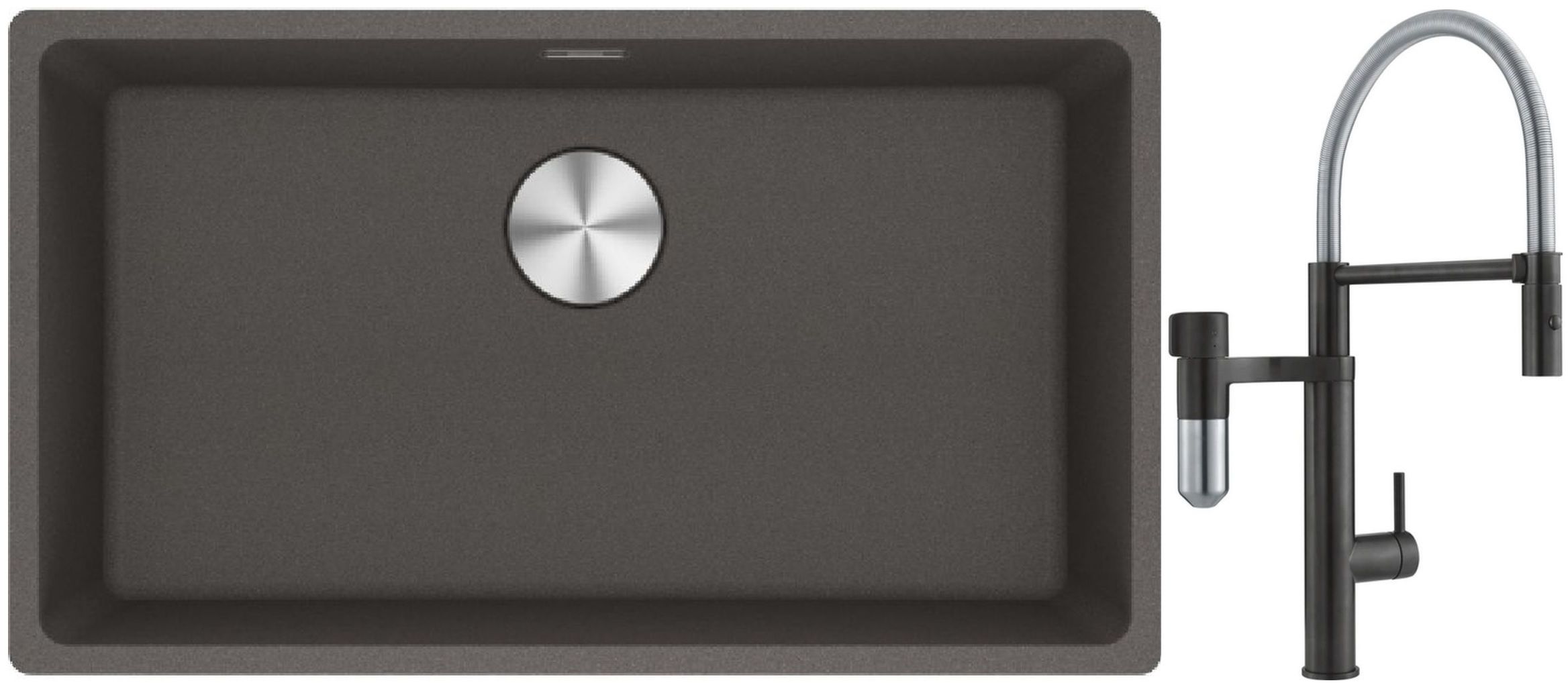 Conjunto grifo de cocina Franke Vital Semi-Pro 120.0621.313, fregadero de granito Franke Maris 125.0714.197