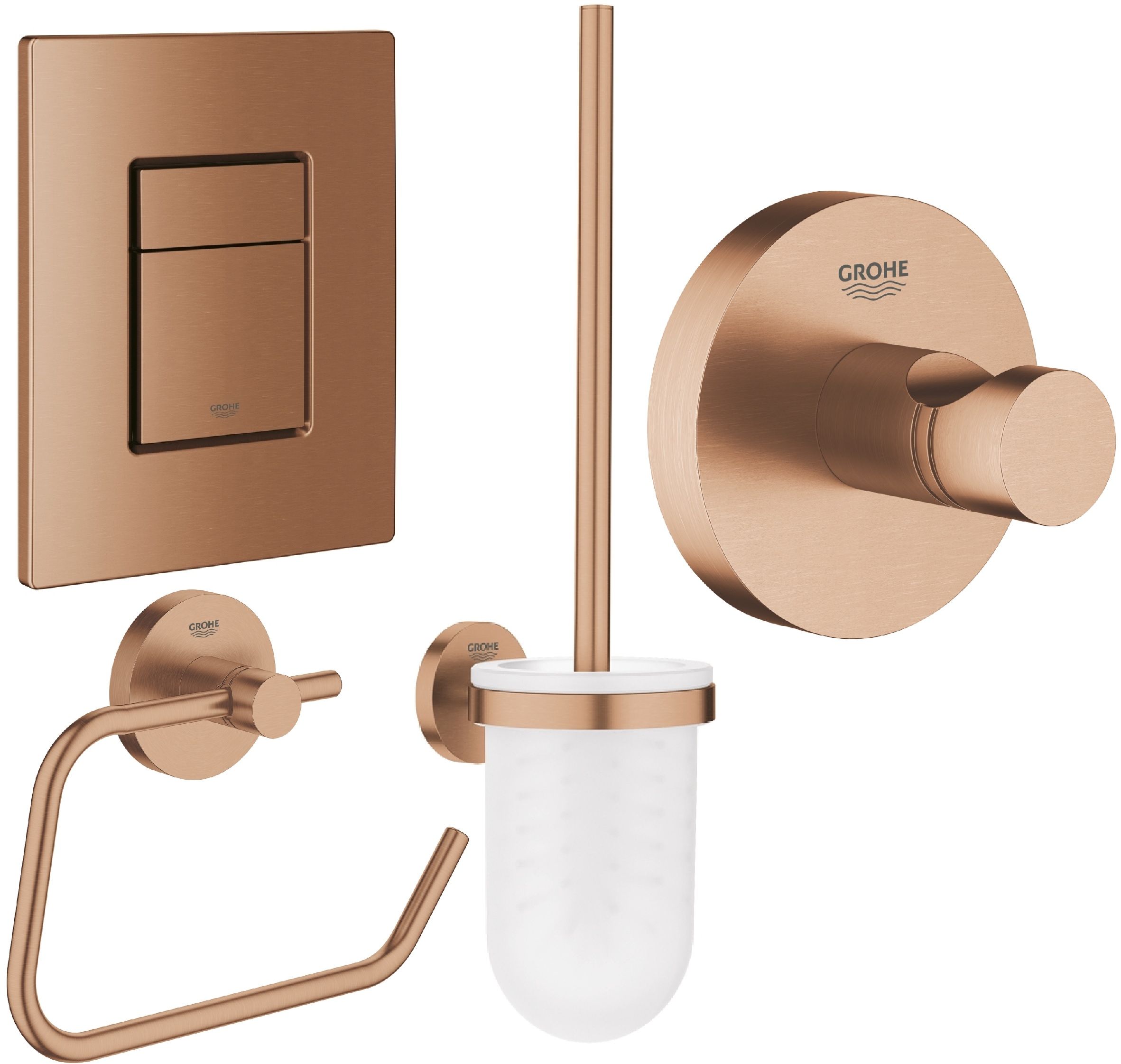 Conjunto botón de descarga Grohe Skate 38732DL0, escobilla de baño Grohe Essentials 40374DL1, 40689DL1, 40364DL1