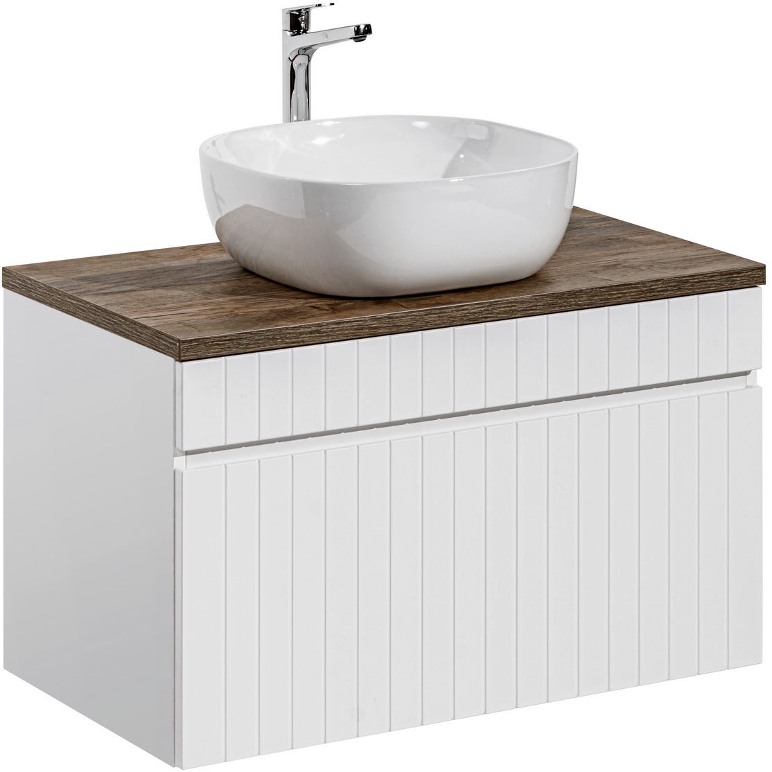 Conjunto armario Comad Iconic White ICONIC WHITE 82-80-D-1S, lavabo Comad Smile UM-6254SMILE50DP, SANTA FE OAK89-080-A
