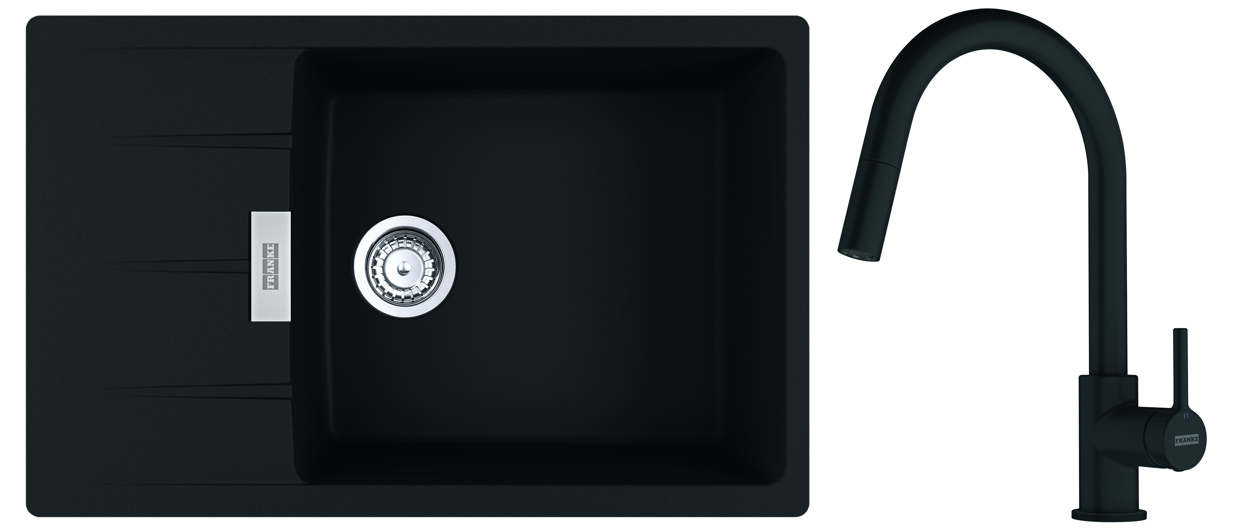 Franke Centro fregadero con grifo negro/negro 1140.733.329