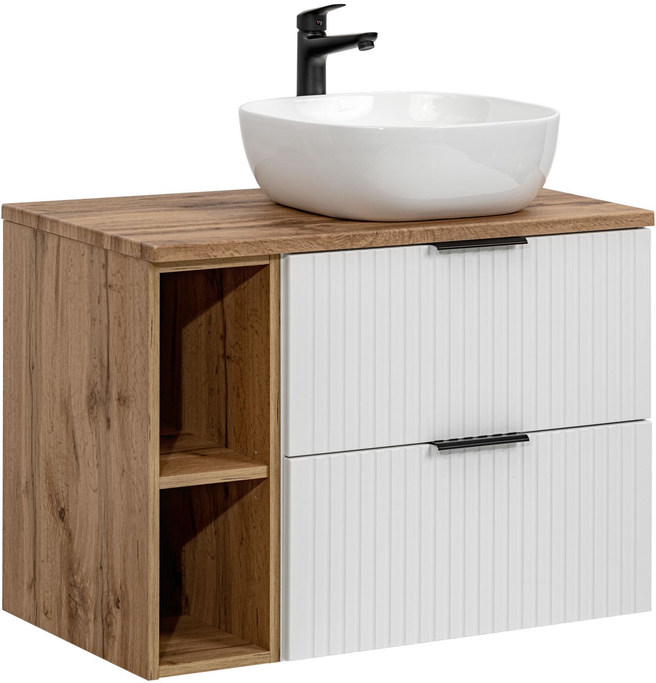 Conjunto armario Comad Adel White ADEL WHITE 82-60-B-2S, lavabo Comad Smile UM-6252SMILE40DP, ADEL OAK 89-80-B, XILO OAK 81-01-A