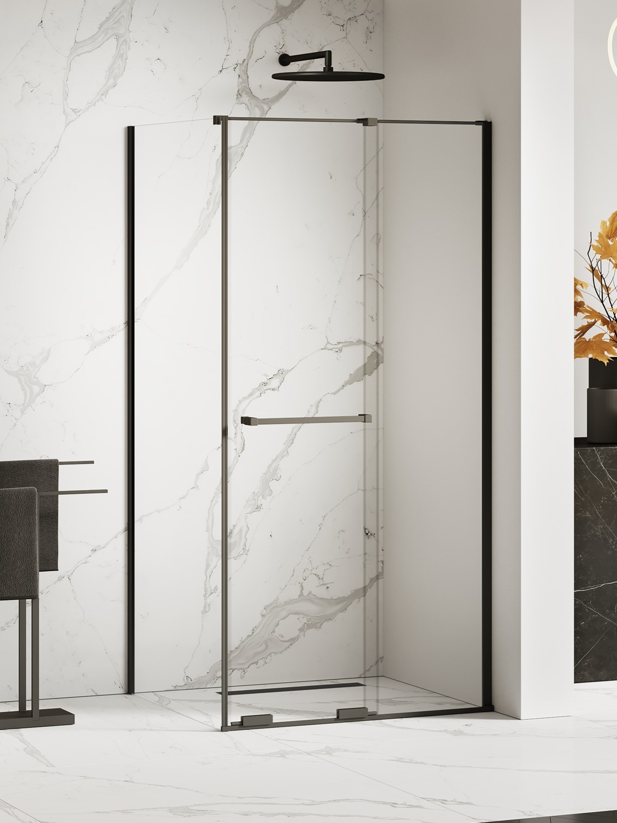 New Trendy Smart Black kabina prysznicowa 130x80 cm prostokątna czarny mat/szkło przezroczyste EXK-6654