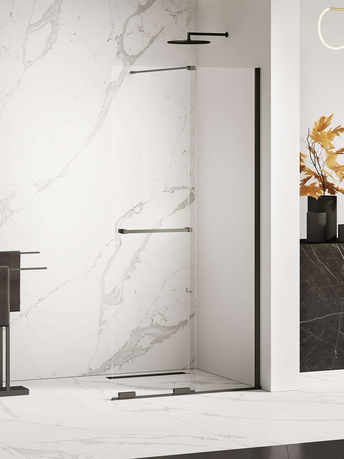 New Trendy Smart Black mampara de ducha walk-in 80 cm negro mate/vidrio transparente EXK-6674