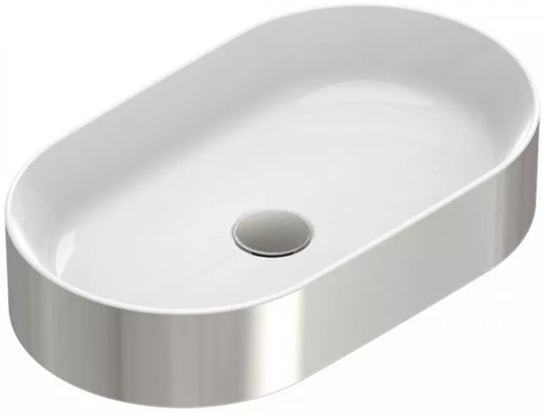 Catalano Gold & Silver lavabo 50x35 cm oval sobre encimera blanco-plata brillante 0122500041