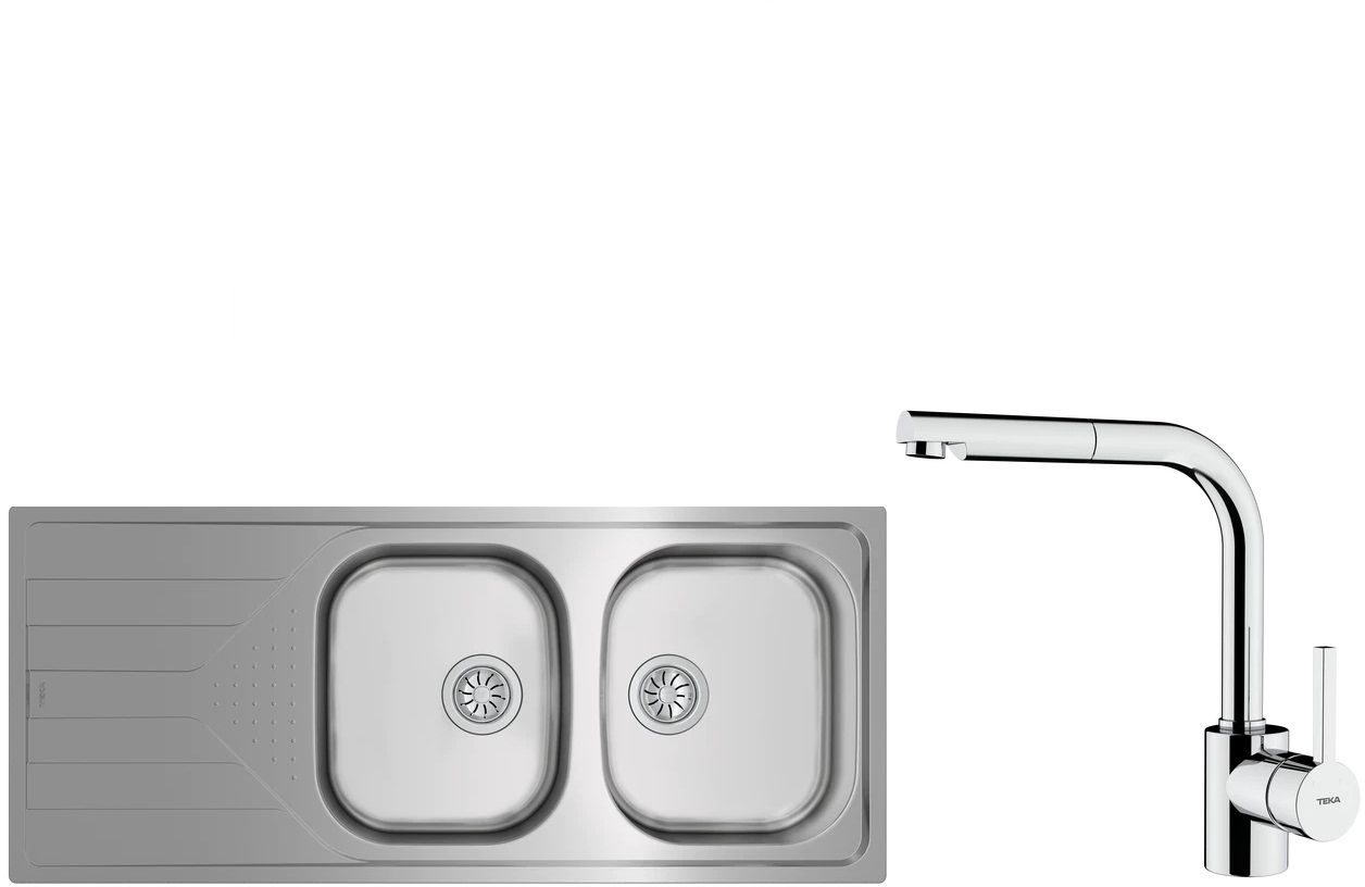 Conjunto grifo de cocina Teka ARK 239381200, fregadero de acero Teka Universe 115170006