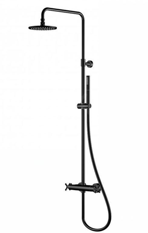 Steinberg 250 conjunto de ducha a pared con termostato con rociador con efecto lluvia negro 2502721S