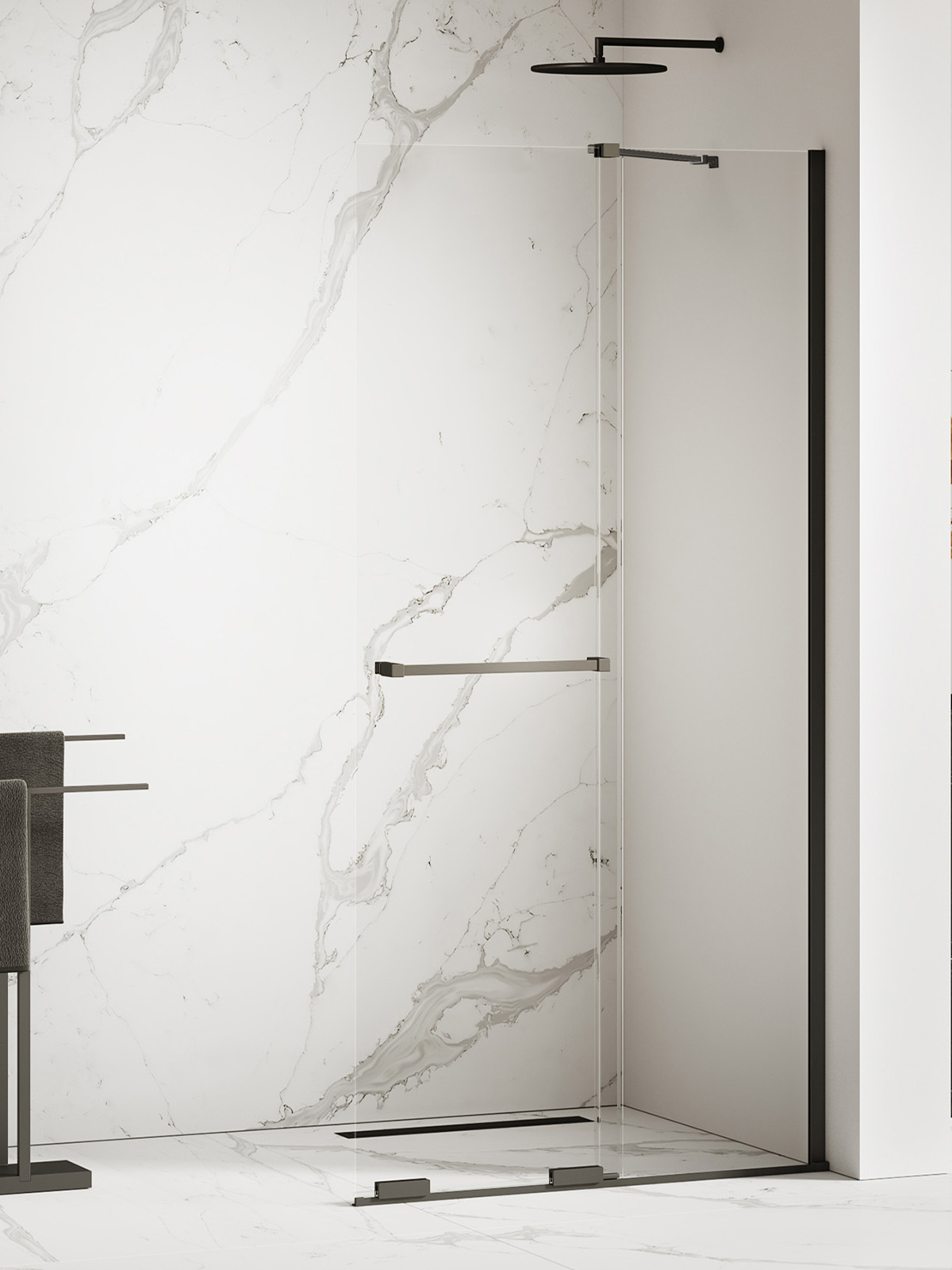 New Trendy Smart Black mampara de ducha walk-in 100 cm negro mate/vidrio transparente EXK-6676-WU