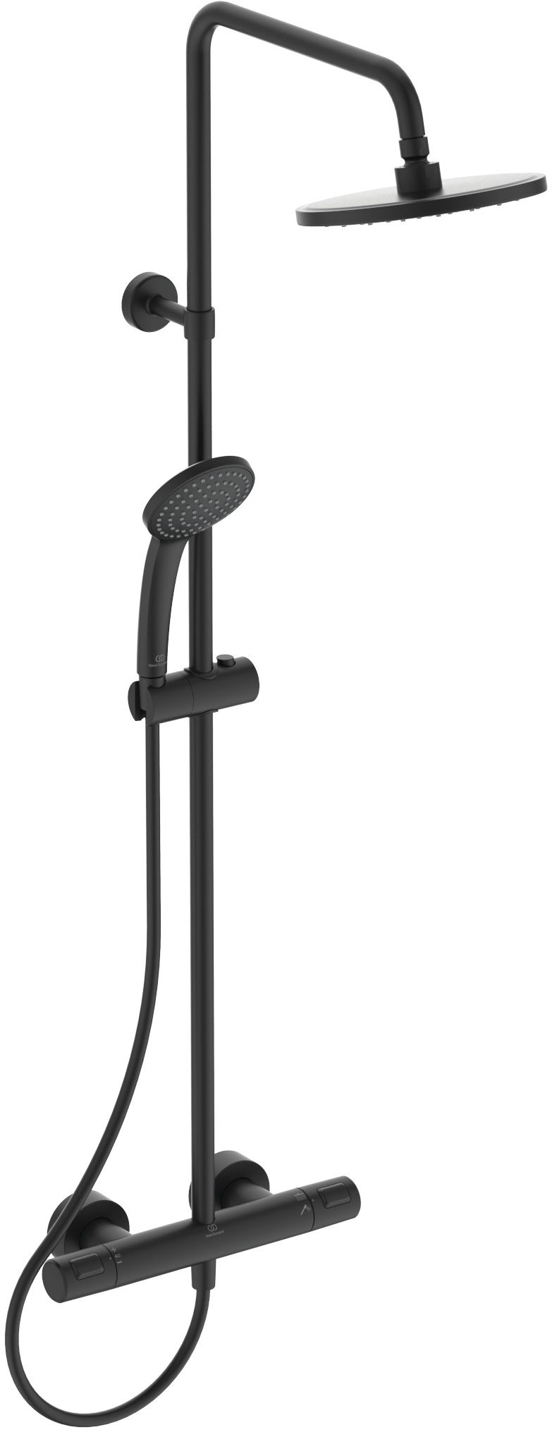 Ideal Standard Ceratherm T25 conjunto de ducha a pared con termostato con rociador con efecto lluvia negro A7545XG