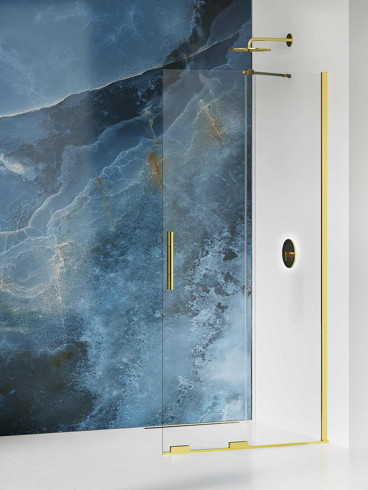 New Trendy Smart Light Gold ścianka prysznicowa walk-in 130 cm złoty połysk/szkło przezroczyste EXK-4298-WU