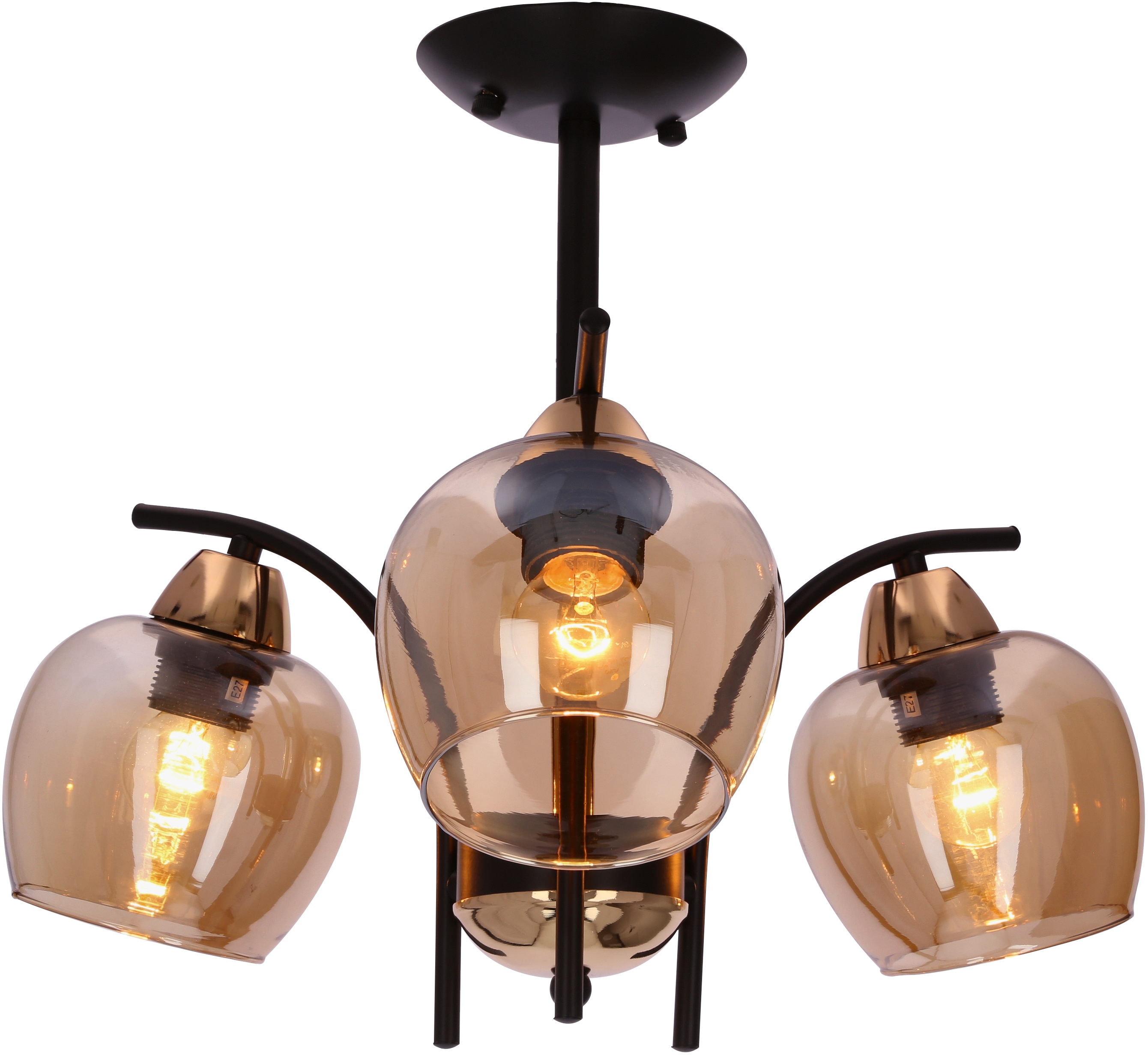 Candellux Merra lámpara colgante 3x40 W negro-ámbar 33-35318
