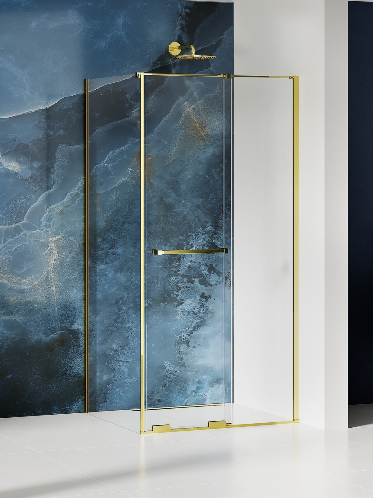 New Trendy Smart Light Gold cabina de ducha 100x80 cm rectangular oro brillo/vidrio transparente EXK-6692