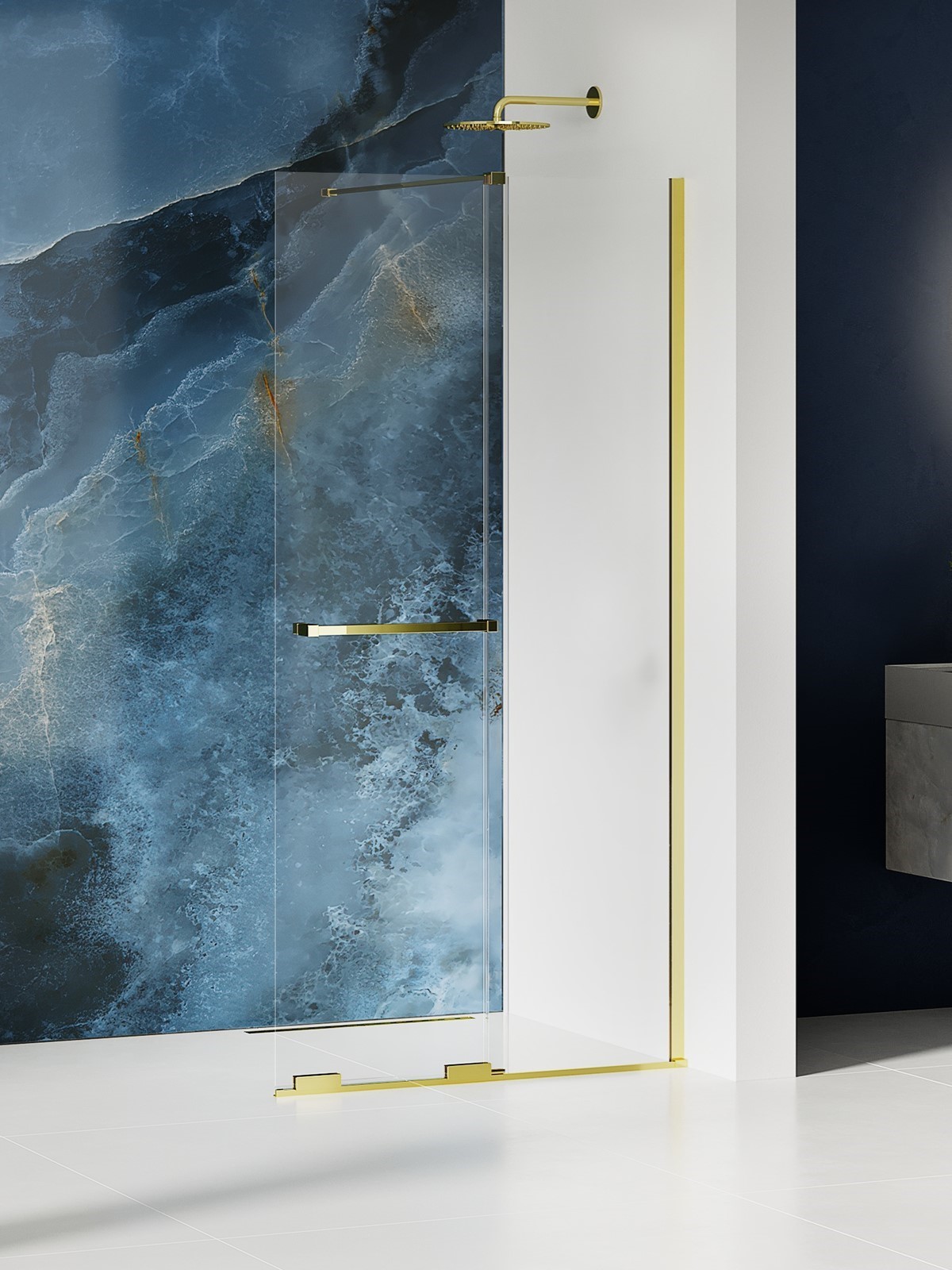 New Trendy Smart Light Gold mampara de ducha walk-in 90 cm oro brillante/vidrio transparente EXK-6728