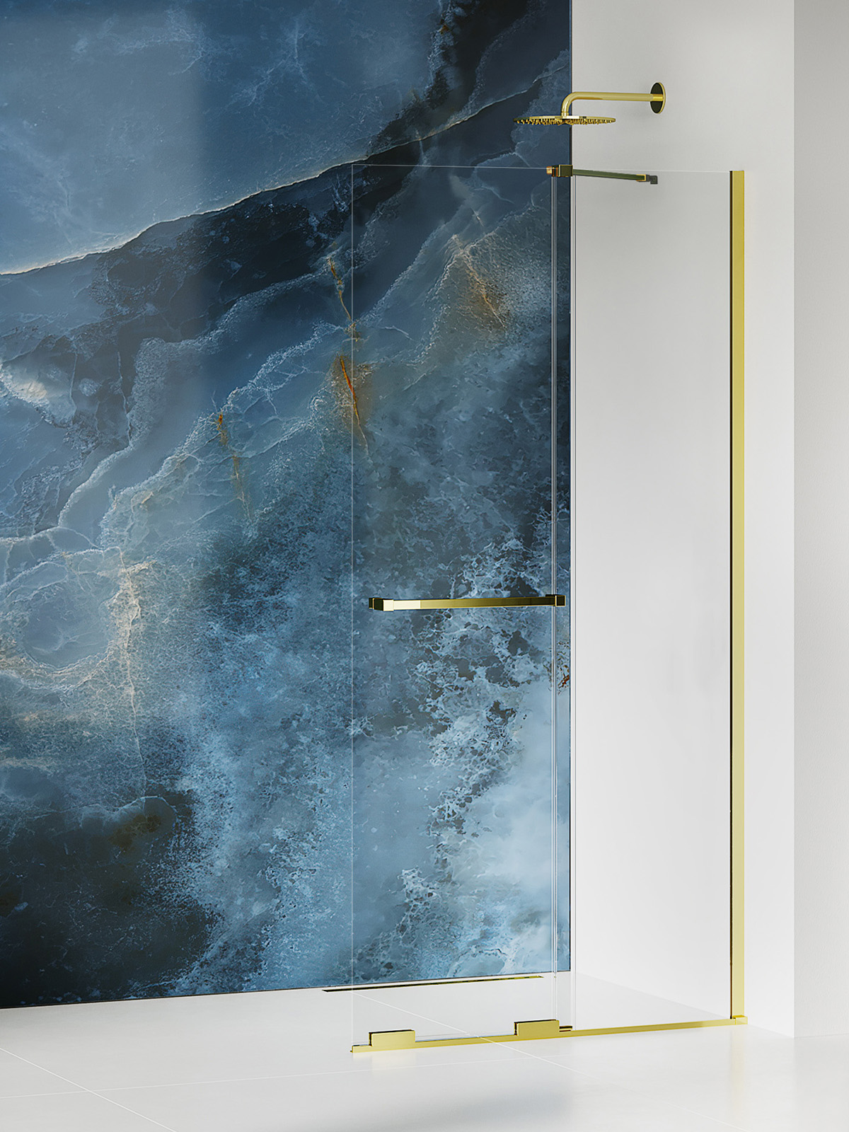 New Trendy Smart Light Gold mampara de ducha walk-in 80 cm oro brillante/vidrio transparente EXK-6727-WU