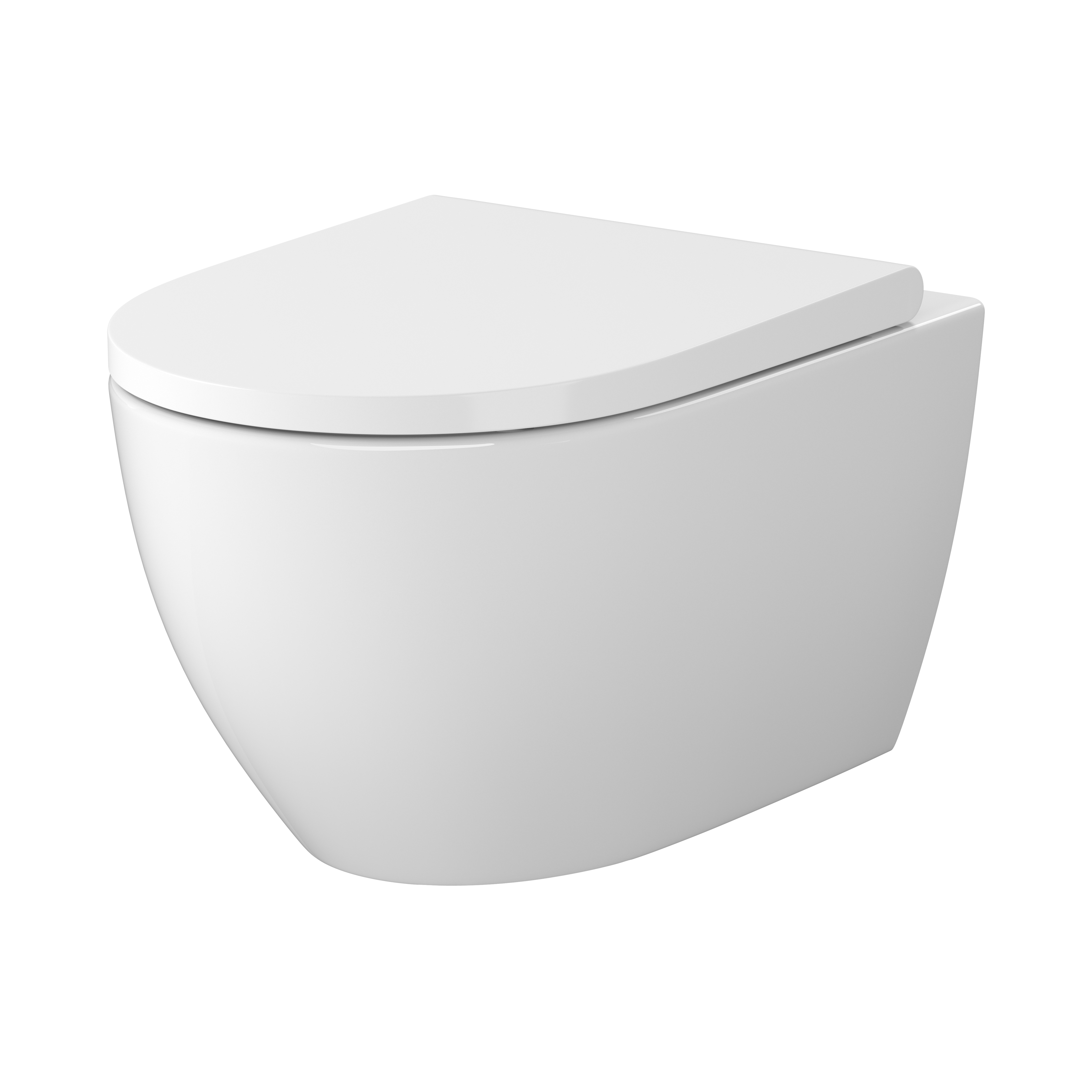 Cersanit Zen taza de inodoro con asiento de cierre suave suspendido sin reborde con descarga de remolino blanco brillante S701-719