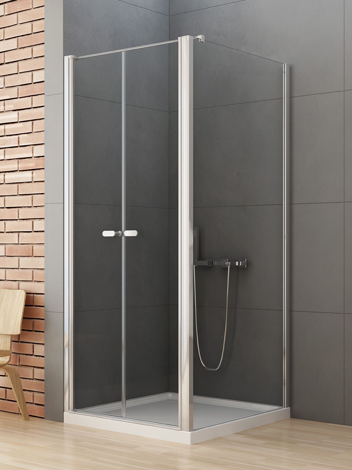 New Trendy New Soleo cabina de ducha 90x90 cm cuadrada cromo brillo/vidrio transparente D-0145A/D-0092B-WP