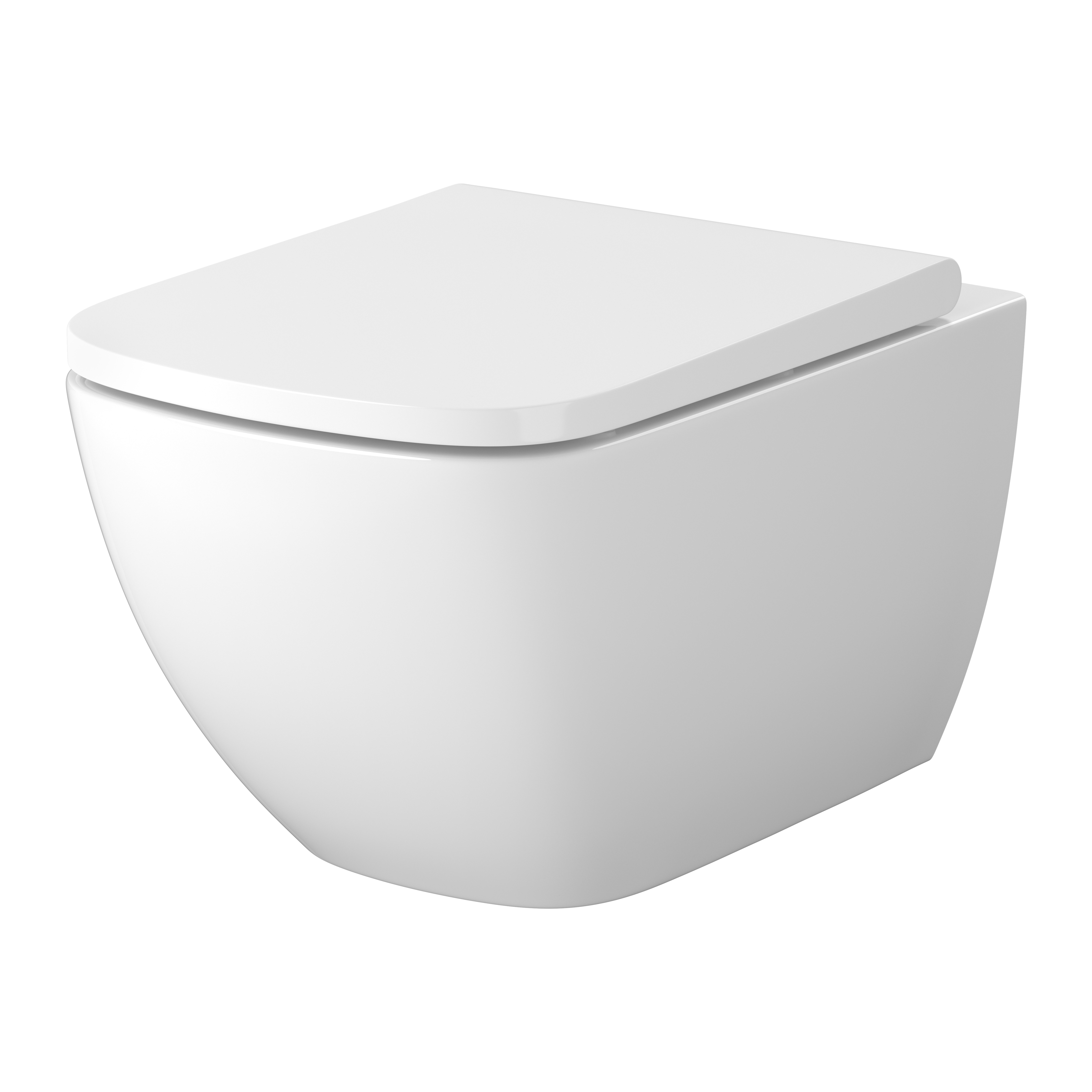 Cersanit Zen taza de inodoro con asiento de cierre suave suspendido sin reborde con descarga de remolino blanco brillante S701-882