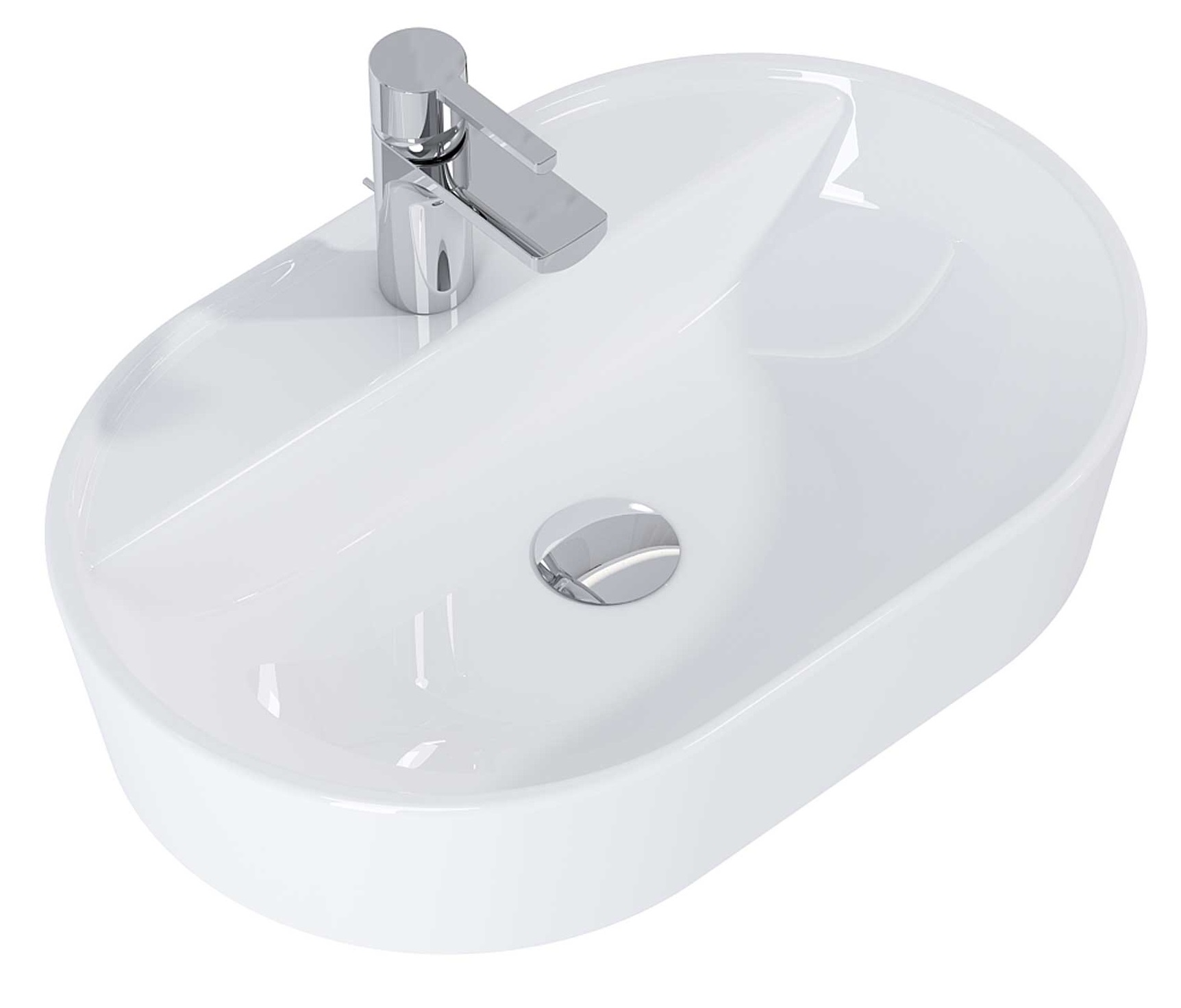 Elita Babette lavabo 62x41.2 cm oval sobre encimera blanco RE040620018060
