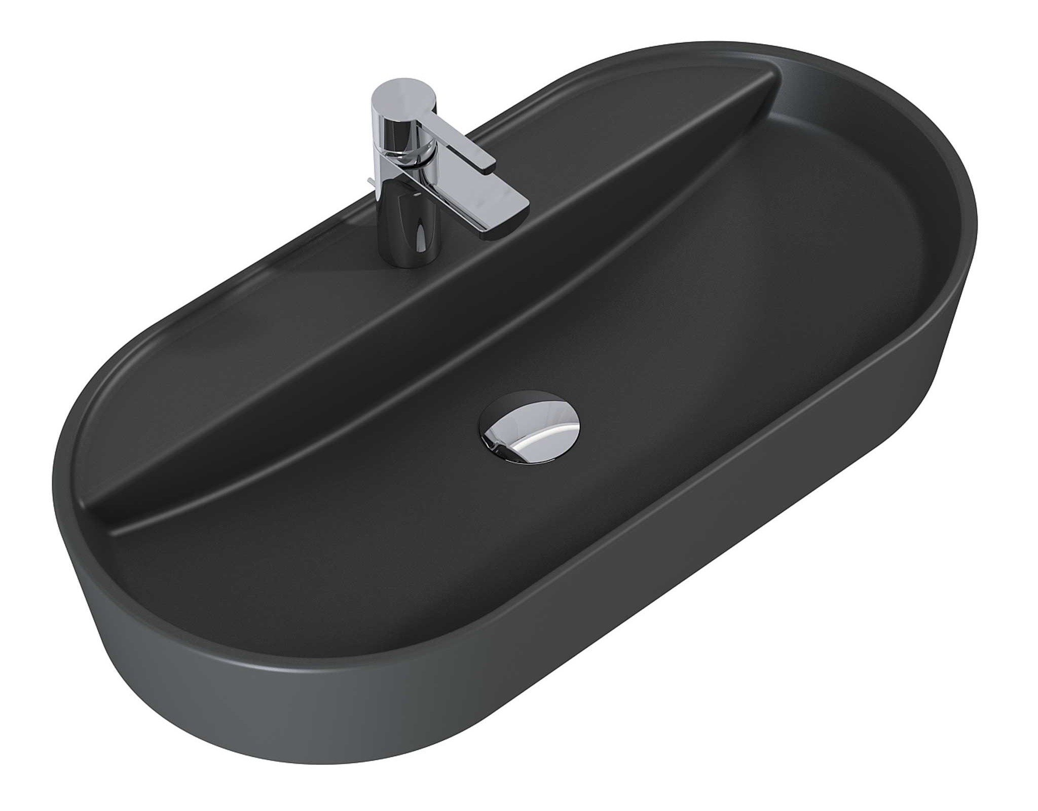 Elita Babette lavabo 81.5x41.5 cm oval sobre encimera antracita RE040820016010