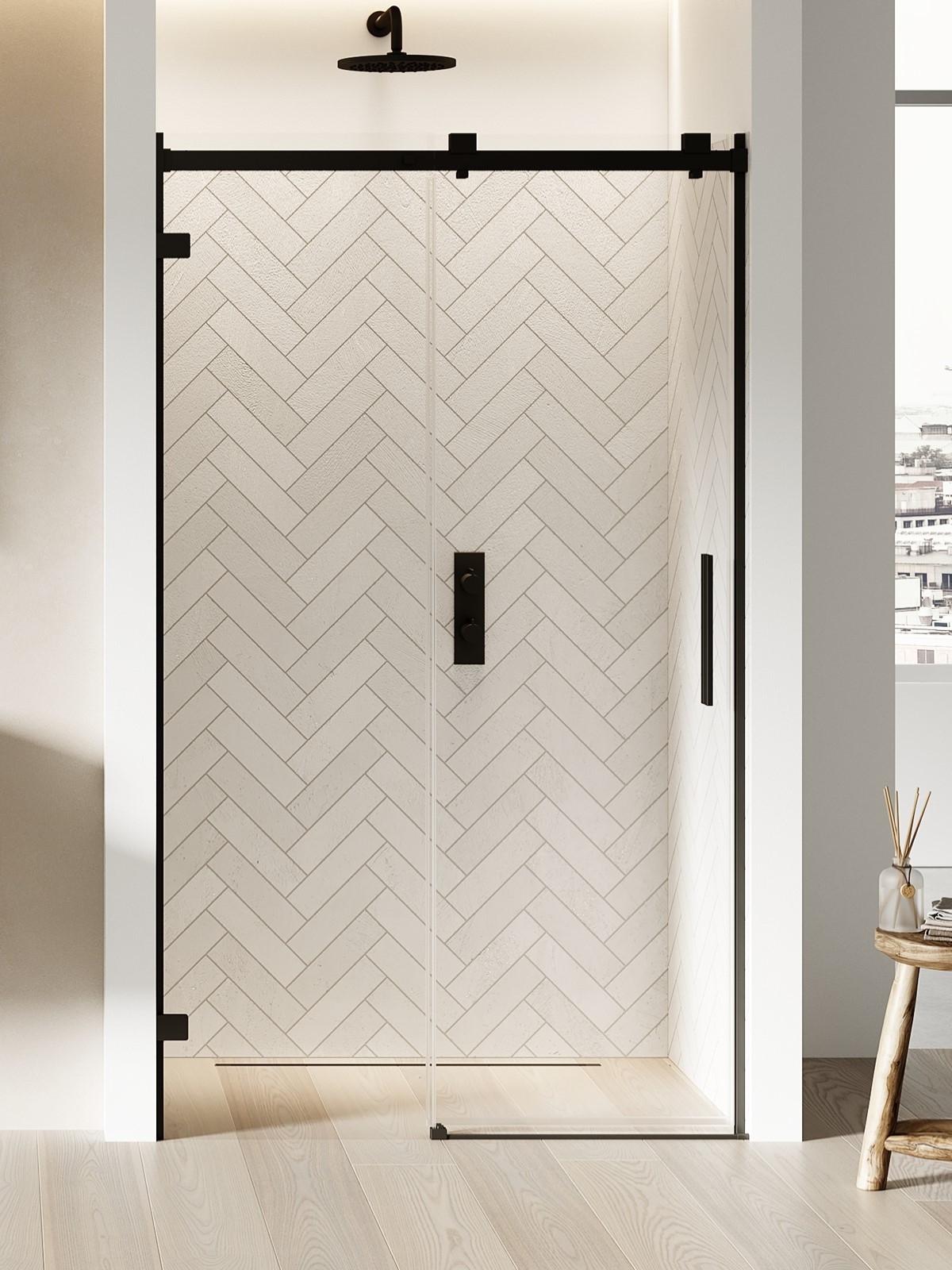 New Trendy Softi X Black puerta de ducha 110 cm corredera negro mate/vidrio transparente EXK-5353