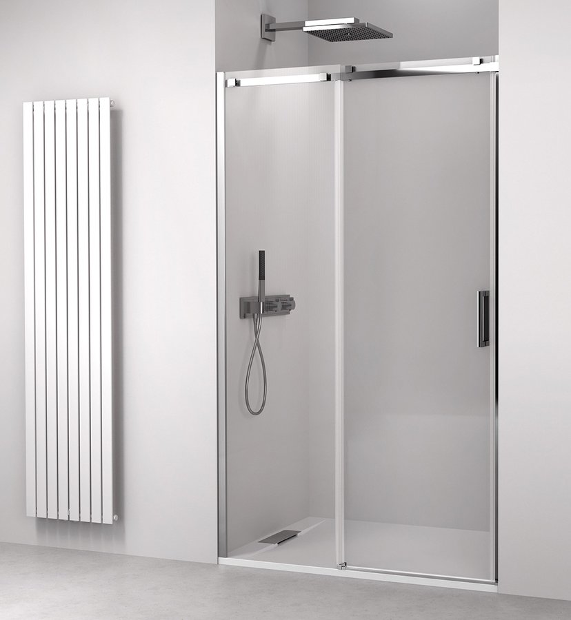 Polysan Thron Line puerta de ducha 140 cm corredera cromo brillante/vidrio transparente TL5014